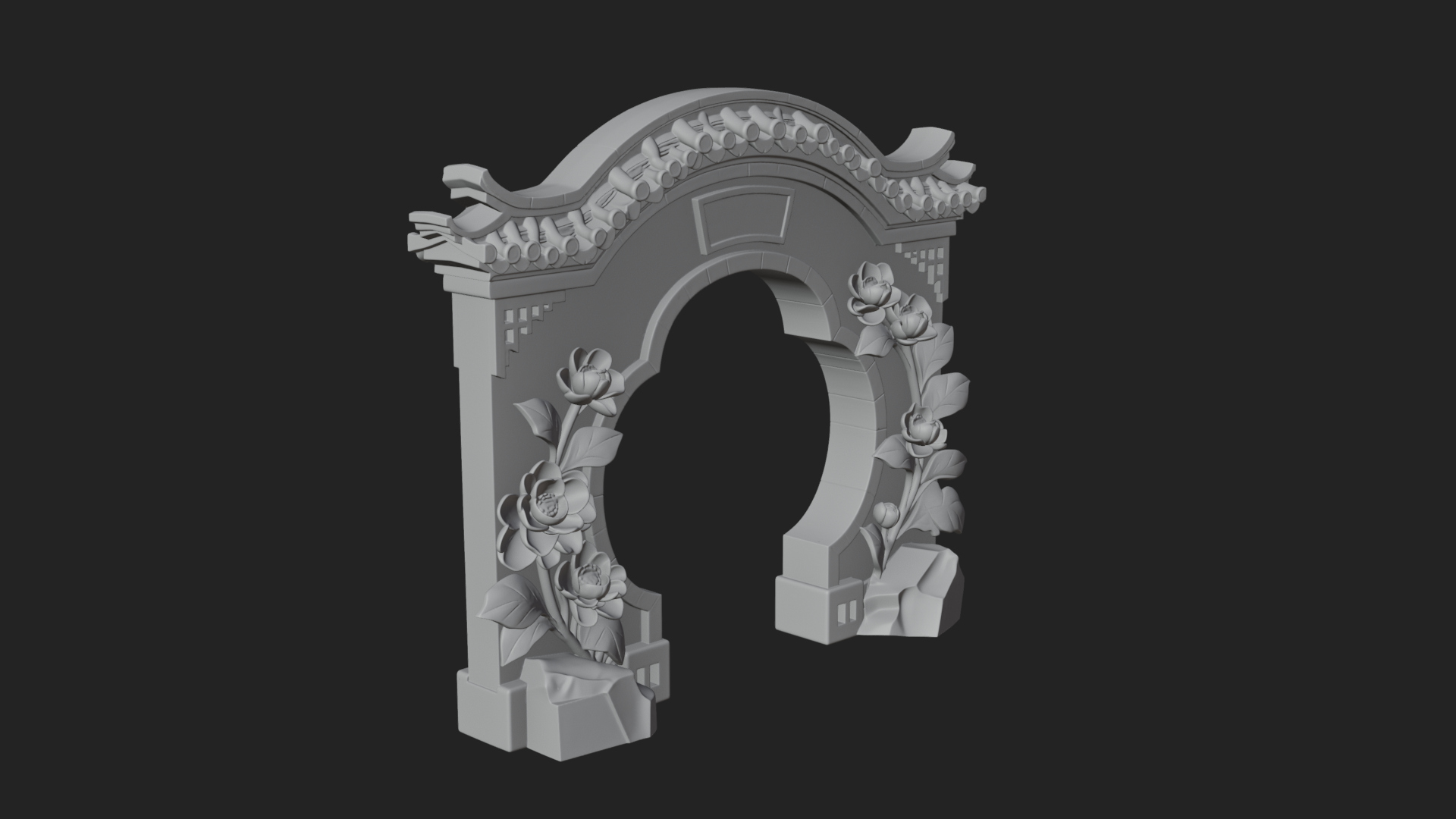 Blossom Carved Stone Arch Design 3 3D Print Model 3D Model