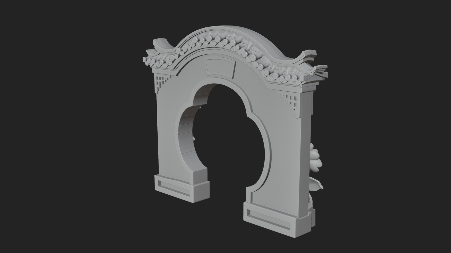 Blossom Carved Stone Arch Design 3 3D Print Model 3D Model