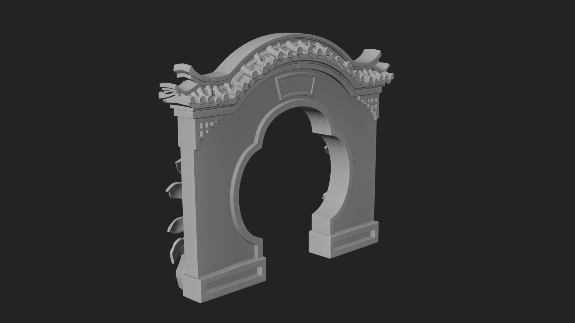 Blossom Carved Stone Arch Design 3 3D Print Model 3D Model