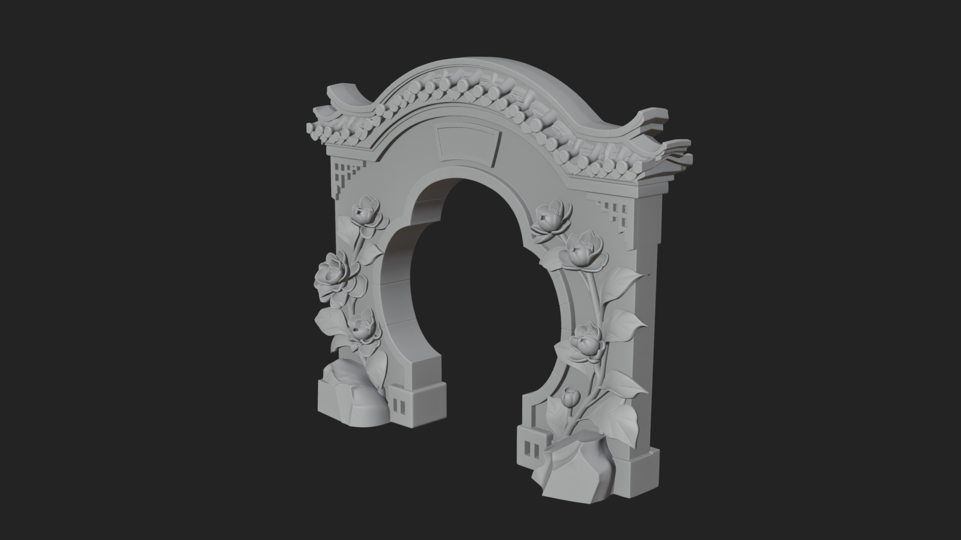 Blossom Carved Stone Arch Design 3 3D Print Model 3D Model