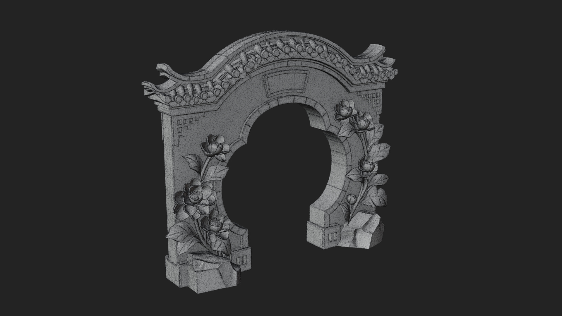 Blossom Carved Stone Arch Design 3 3D Print Model 3D Model