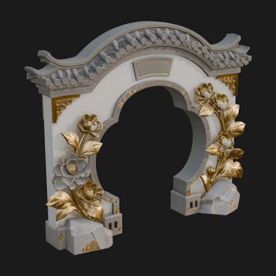 Blossom Carved Stone Arch Design 3 3D Print Model