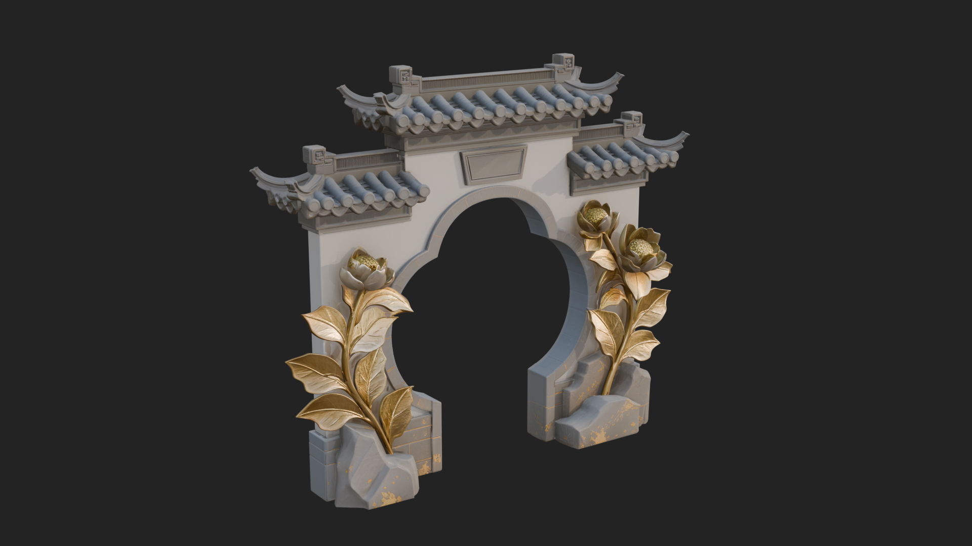 Blossom Carved Stone Arch Design 4 3D Print Model 3D Model