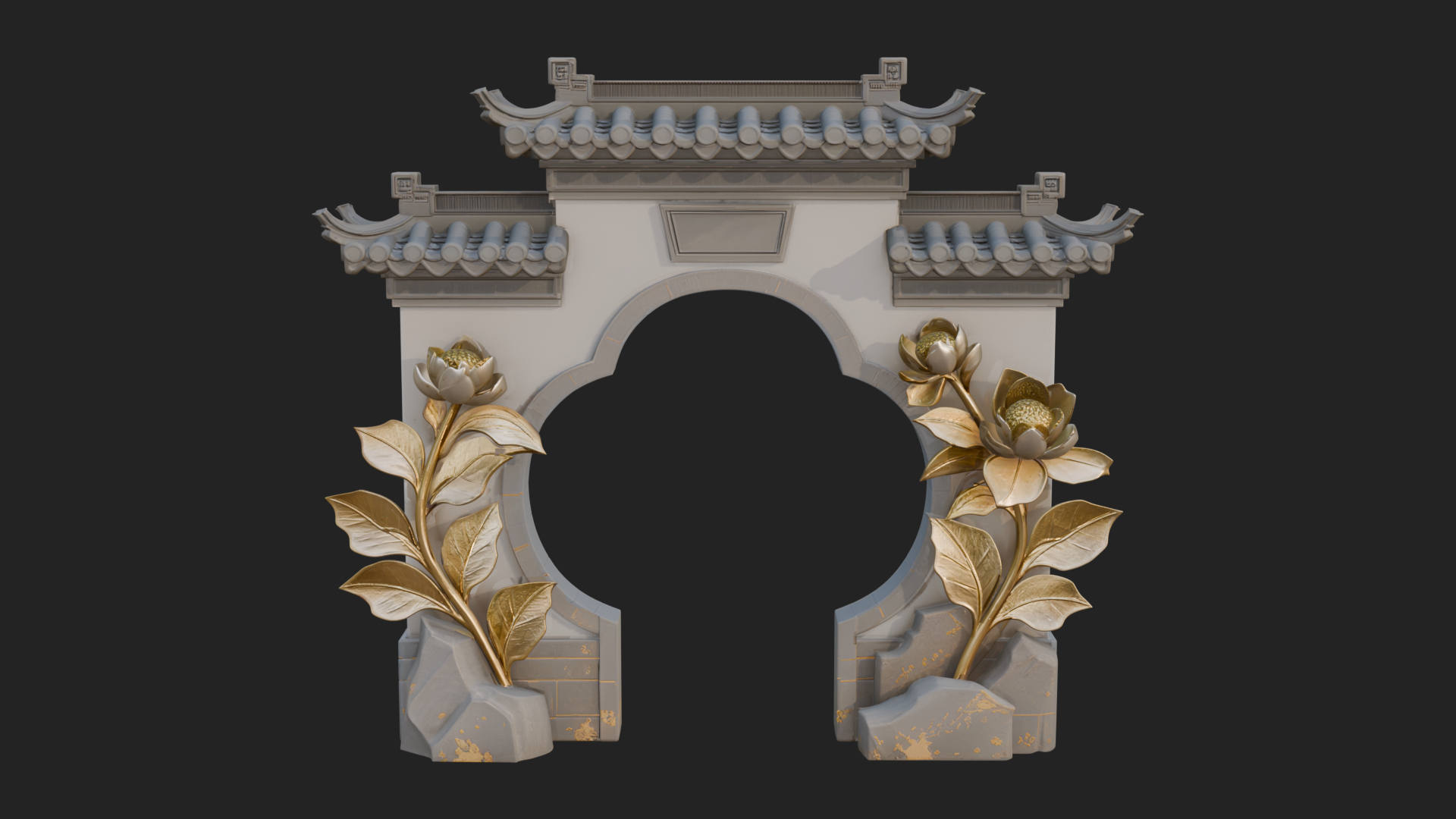 Blossom Carved Stone Arch Design 4 3D Print Model 3D Model