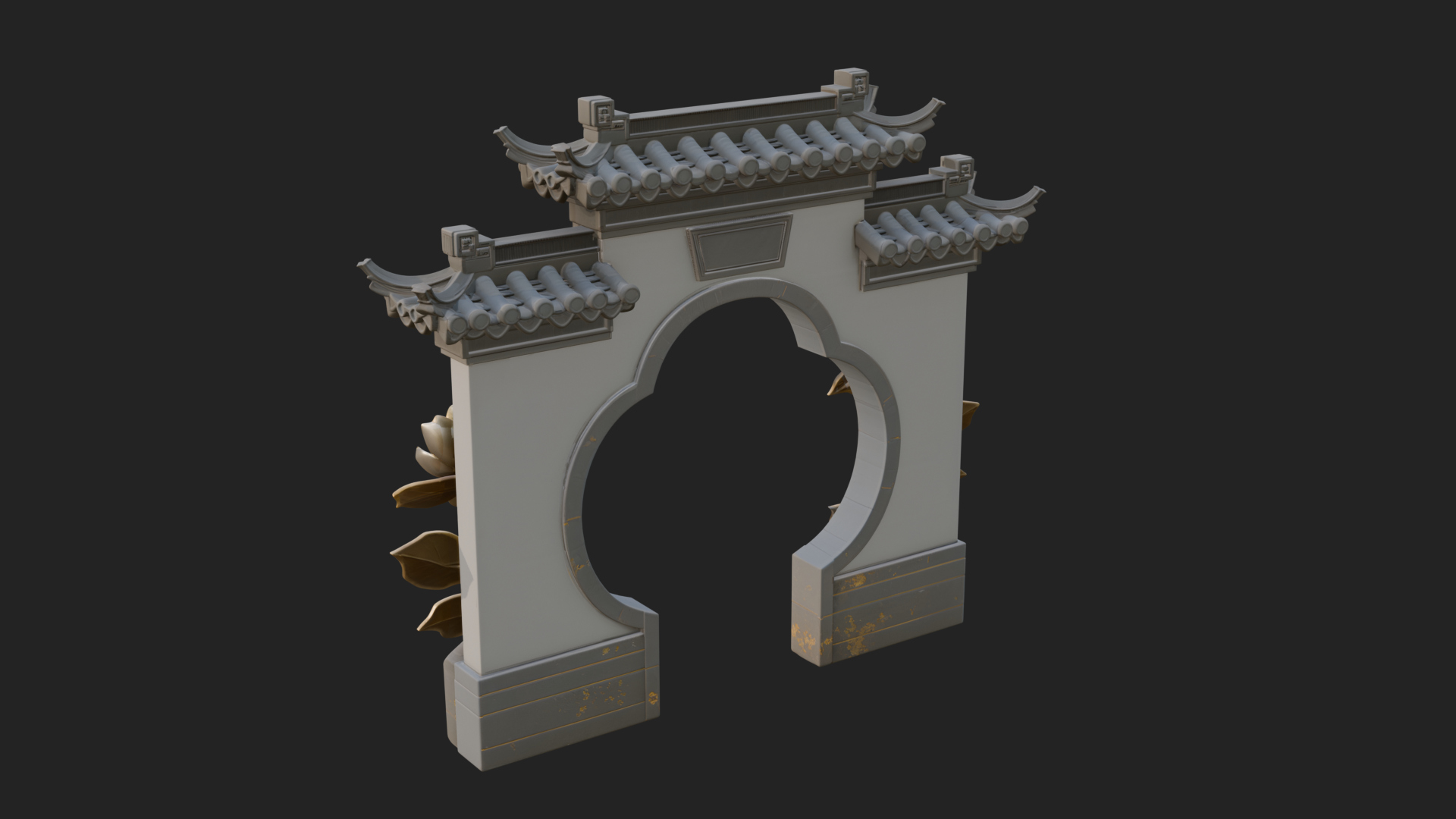 Blossom Carved Stone Arch Design 4 3D Print Model 3D Model
