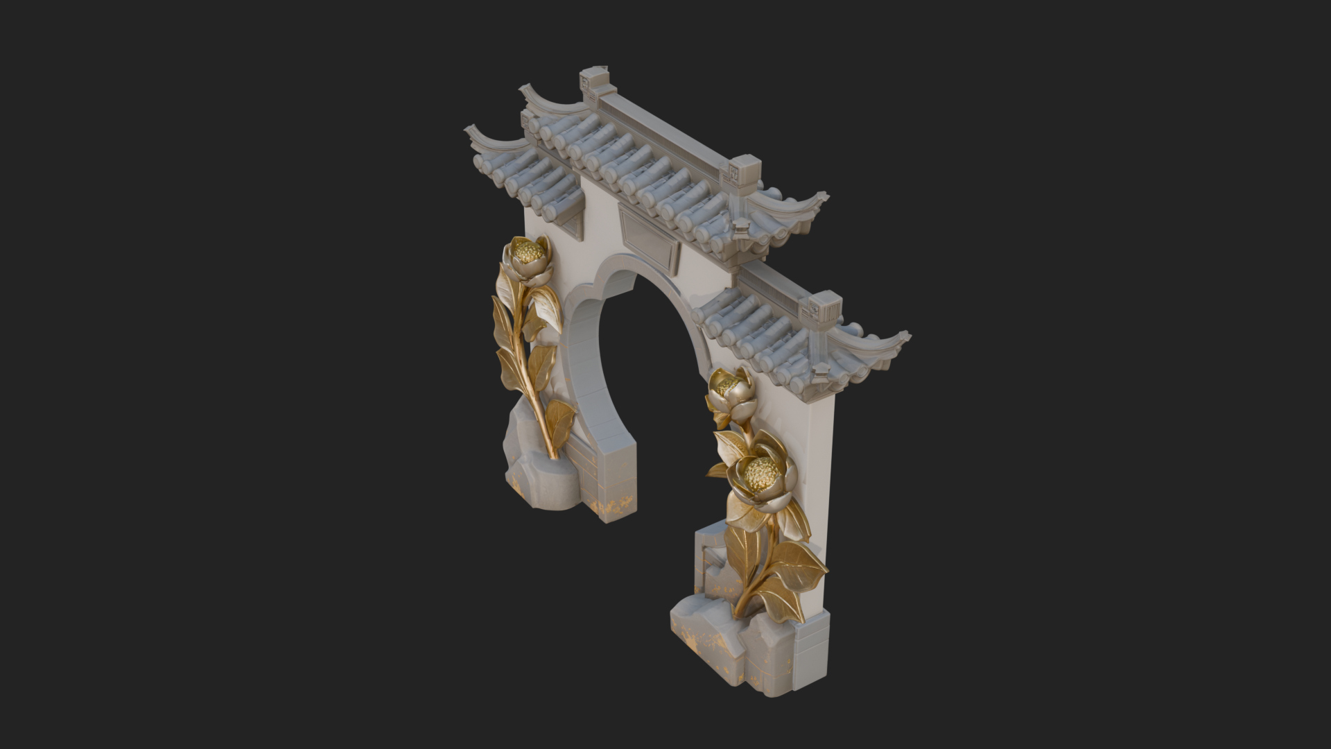 Blossom Carved Stone Arch Design 4 3D Print Model 3D Model