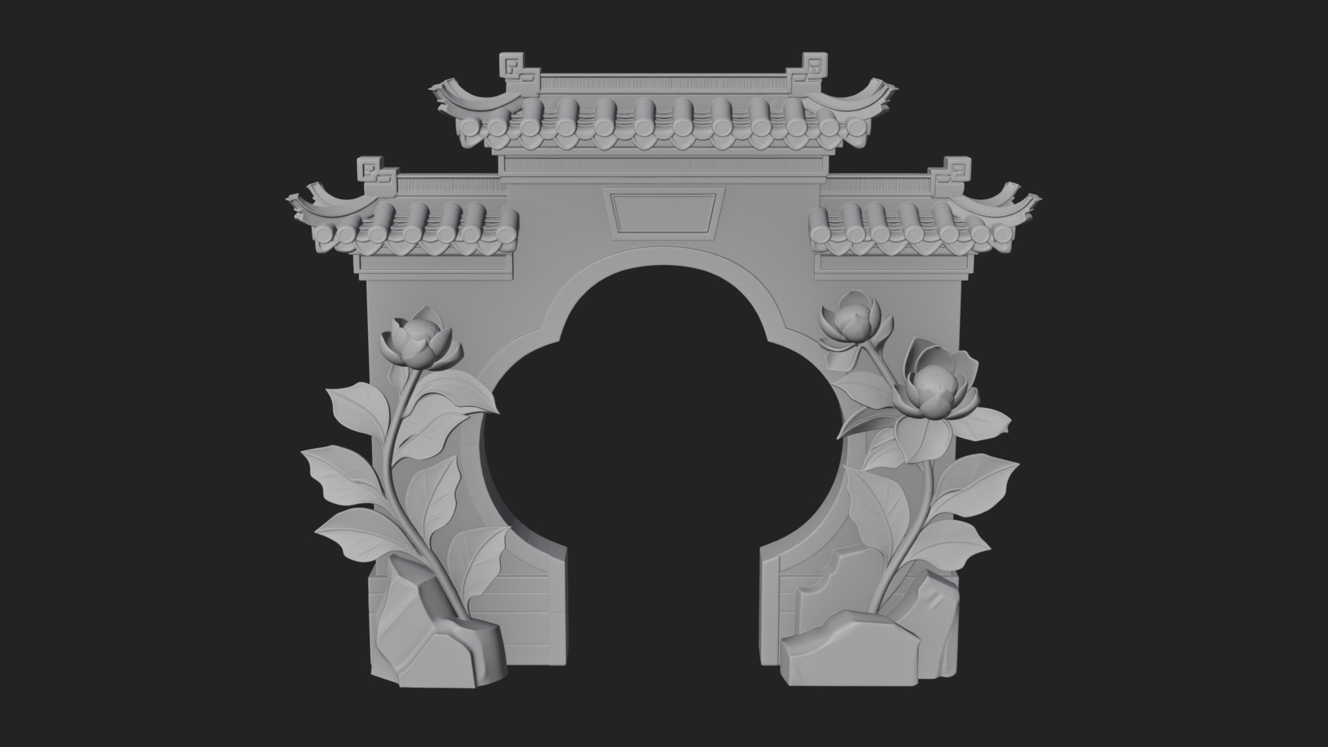 Blossom Carved Stone Arch Design 4 3D Print Model 3D Model