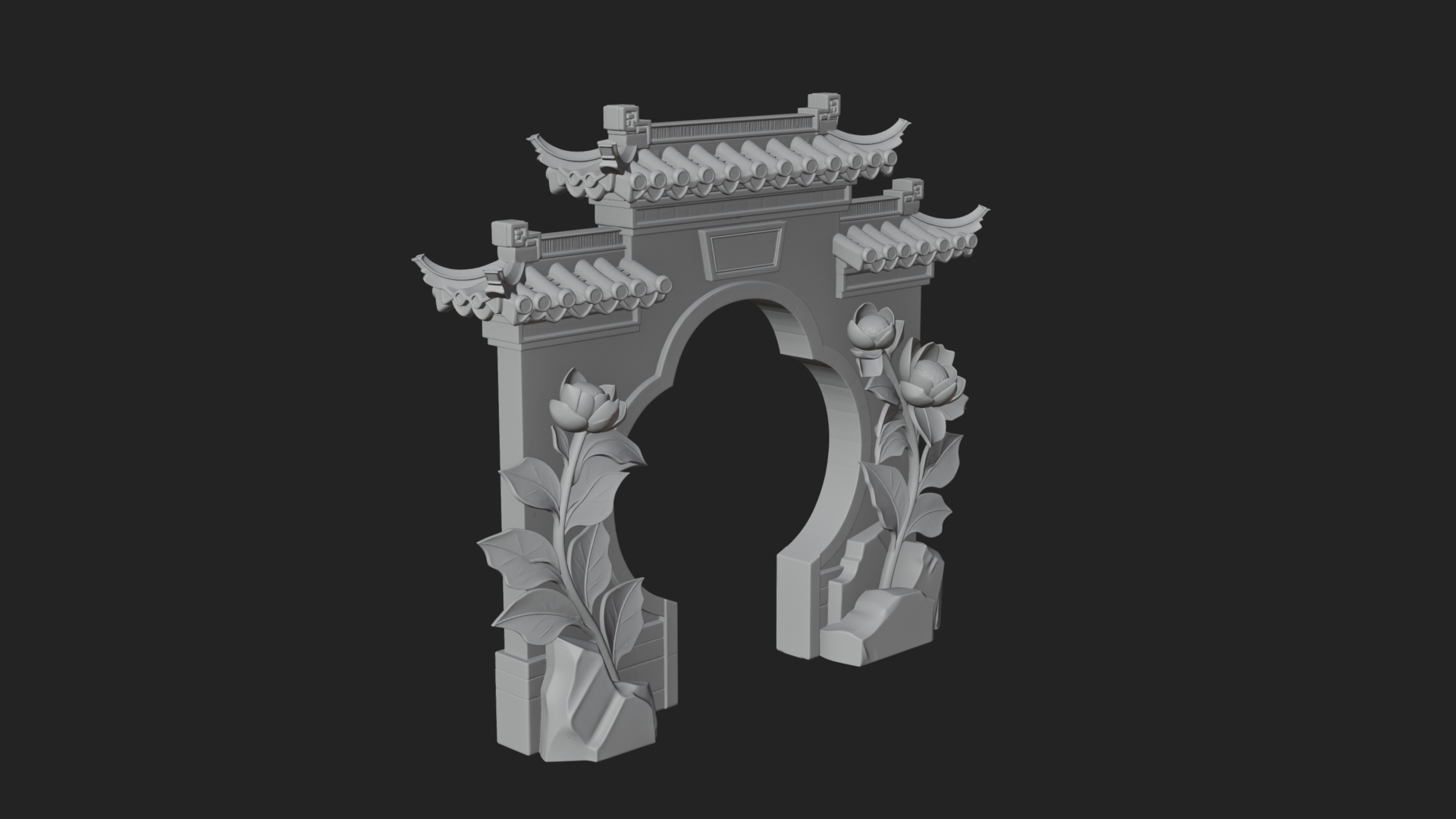 Blossom Carved Stone Arch Design 4 3D Print Model 3D Model
