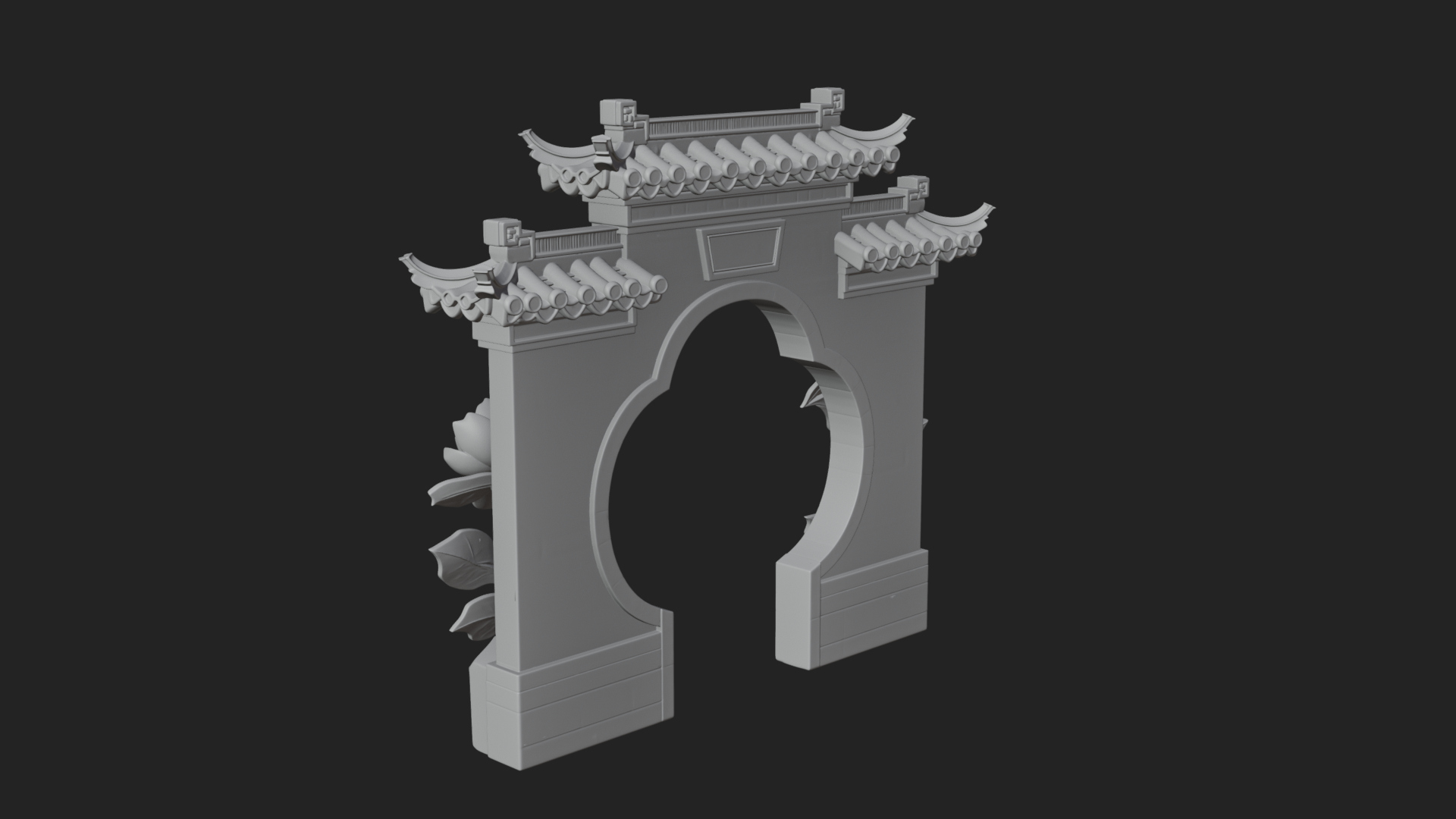 Blossom Carved Stone Arch Design 4 3D Print Model 3D Model