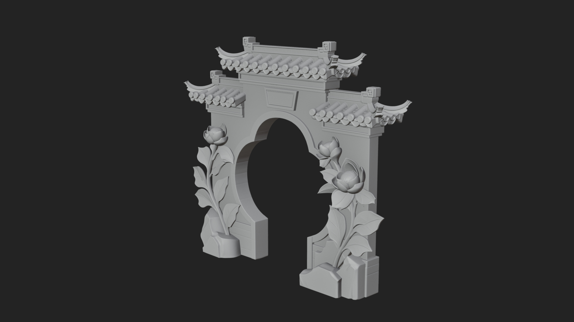 Blossom Carved Stone Arch Design 4 3D Print Model 3D Model