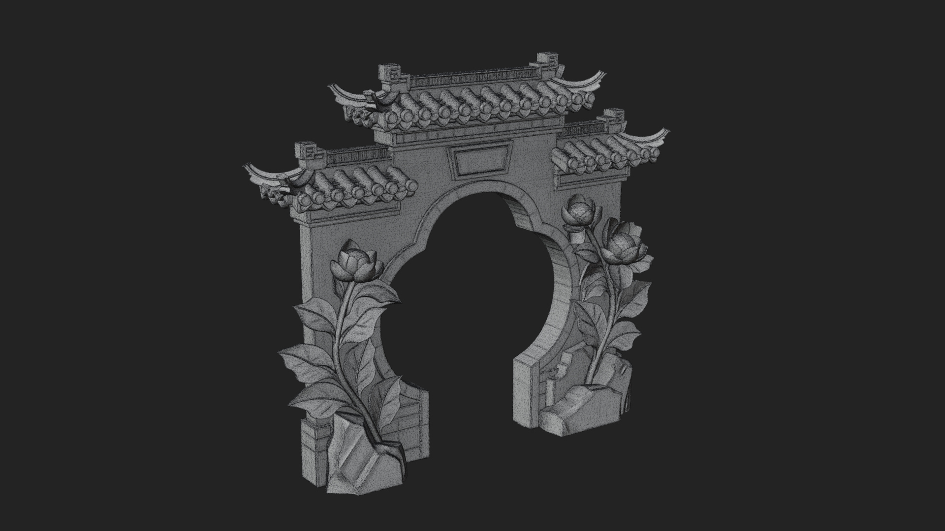 Blossom Carved Stone Arch Design 4 3D Print Model 3D Model