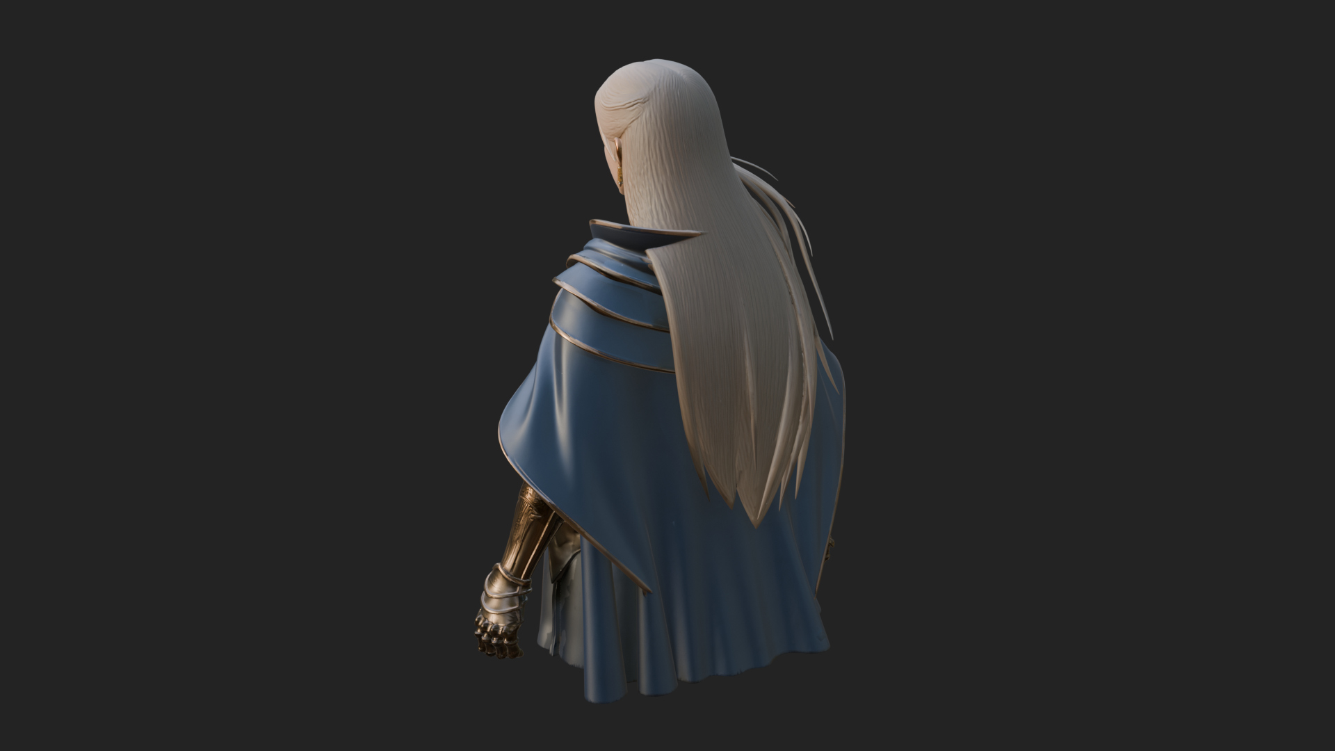 Blue Armor Lady Warrior Statue Design 1 3D Print Model 3D Model