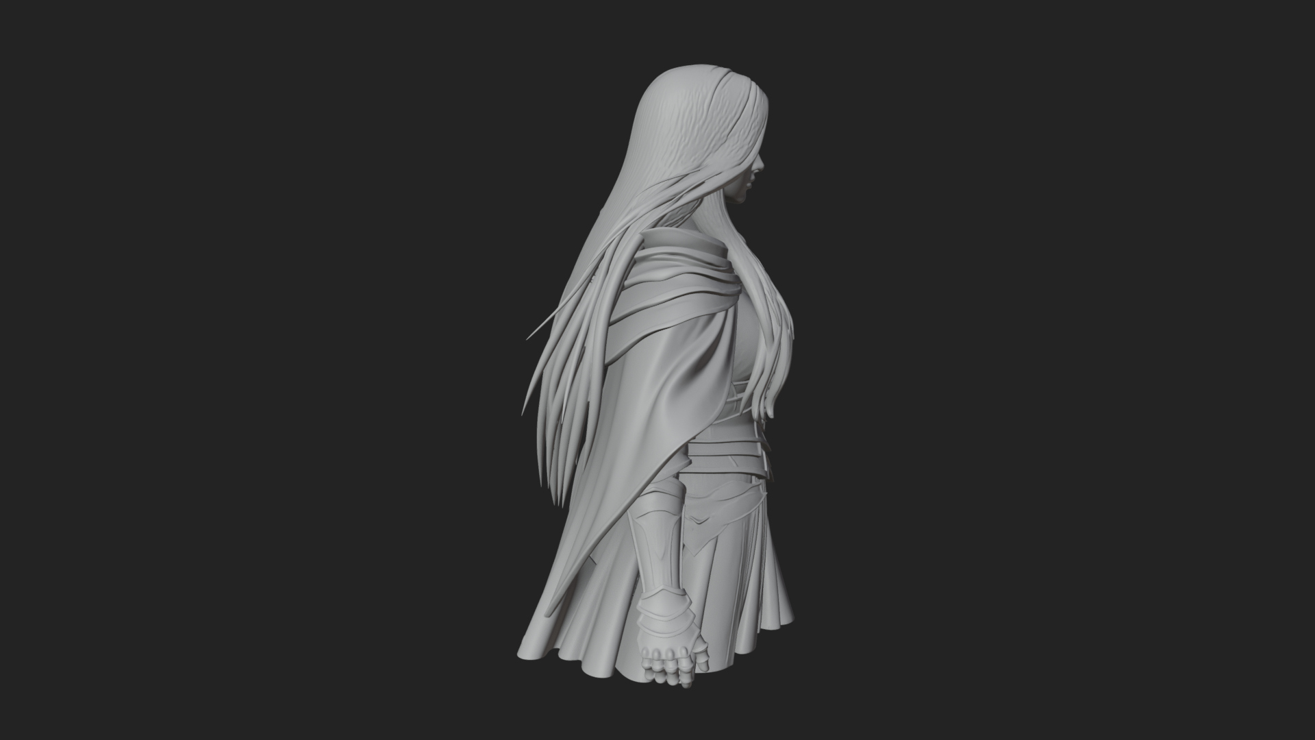 Blue Armor Lady Warrior Statue Design 1 3D Print Model 3D Model