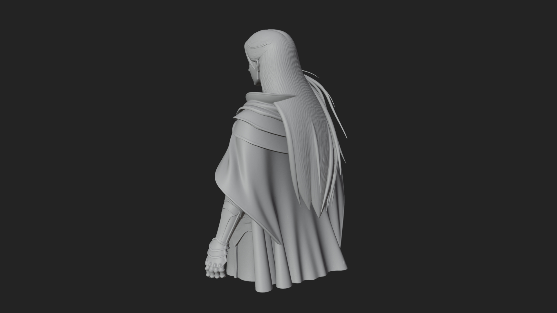 Blue Armor Lady Warrior Statue Design 1 3D Print Model 3D Model
