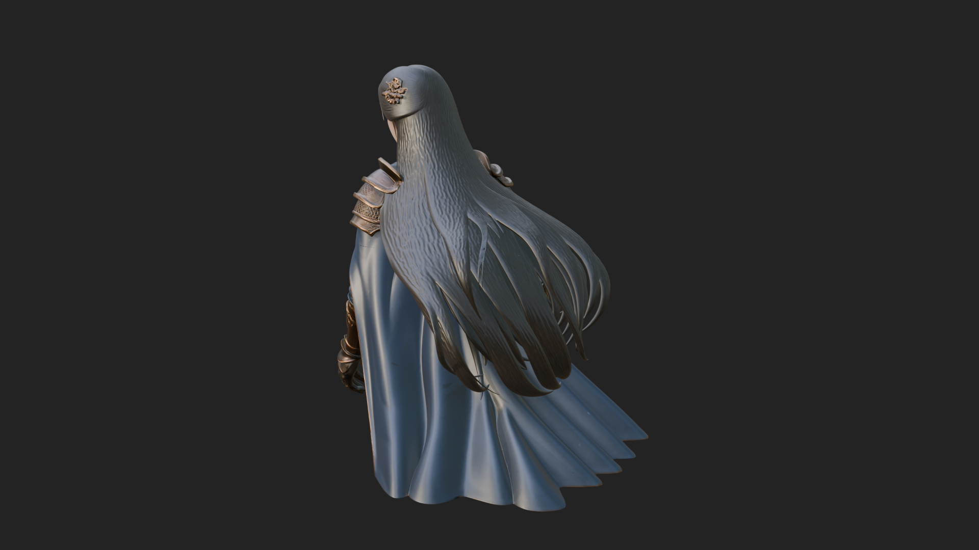 Blue Armor Lady Warrior Statue Design 2 3D Print Model 3D Model