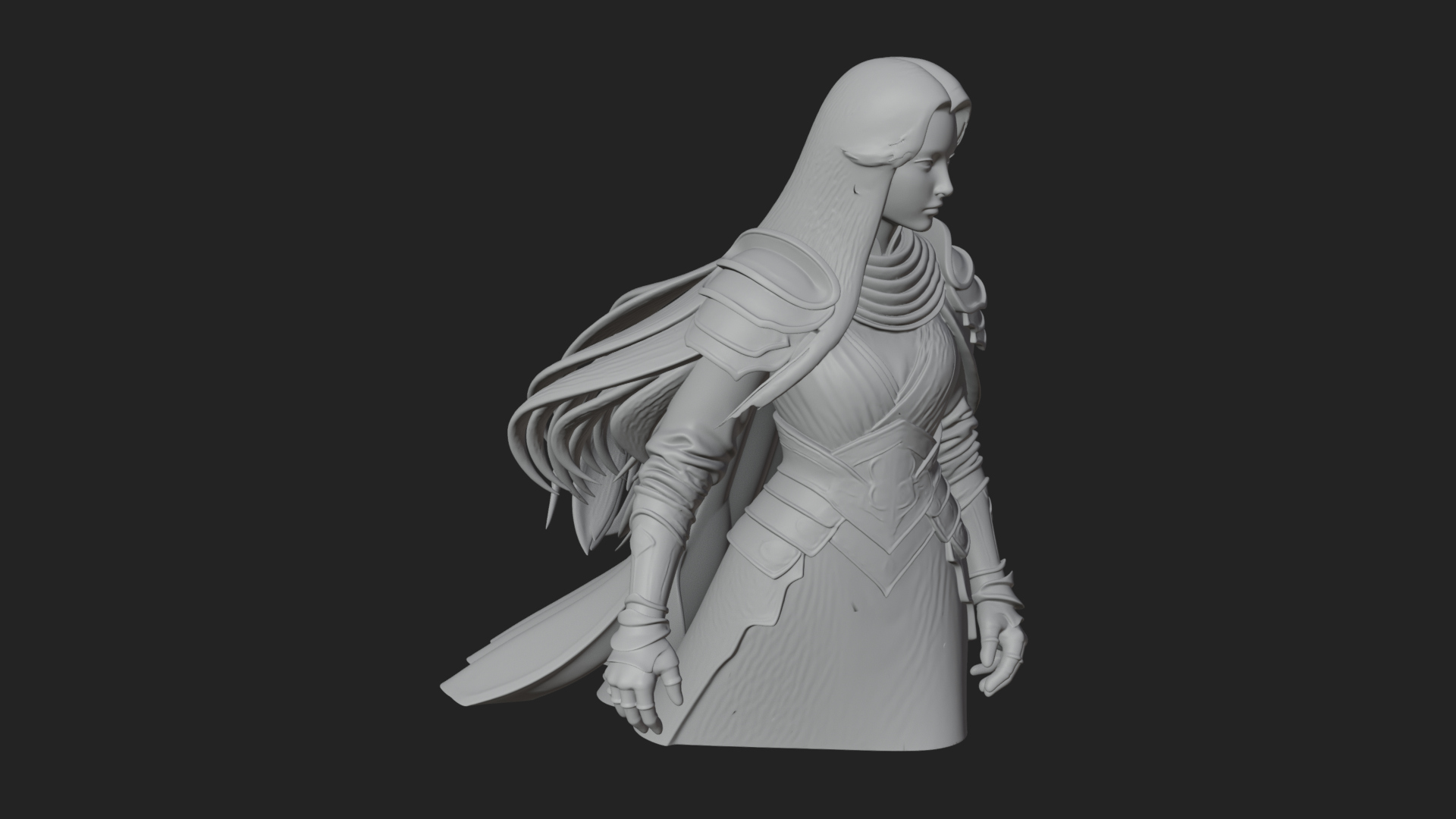 Blue Armor Lady Warrior Statue Design 2 3D Print Model 3D Model