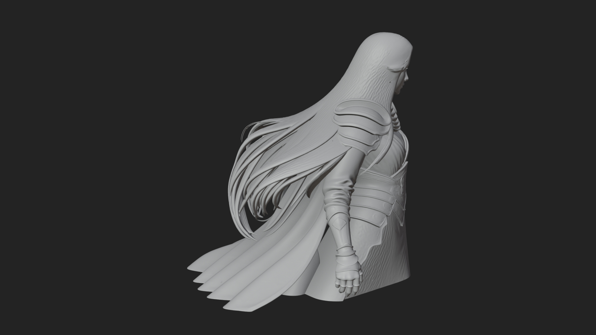 Blue Armor Lady Warrior Statue Design 2 3D Print Model 3D Model
