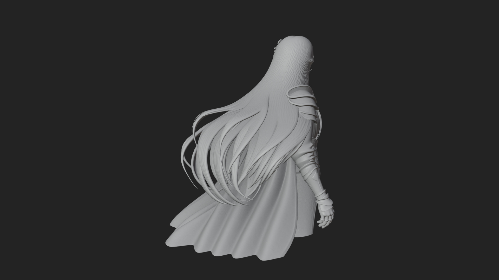 Blue Armor Lady Warrior Statue Design 2 3D Print Model 3D Model