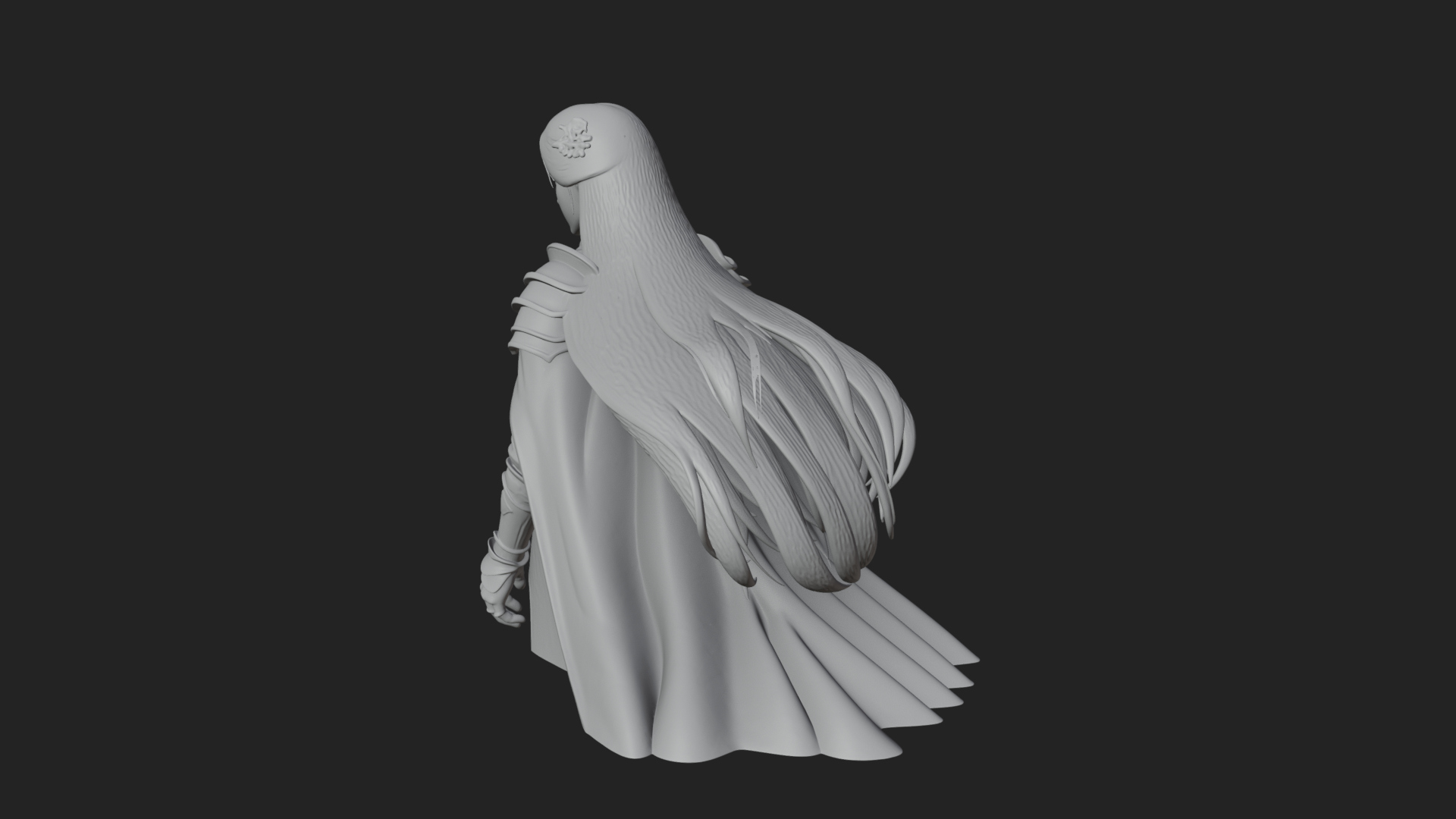 Blue Armor Lady Warrior Statue Design 2 3D Print Model 3D Model