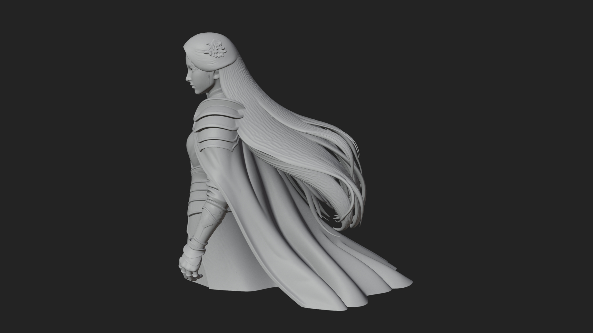 Blue Armor Lady Warrior Statue Design 2 3D Print Model 3D Model