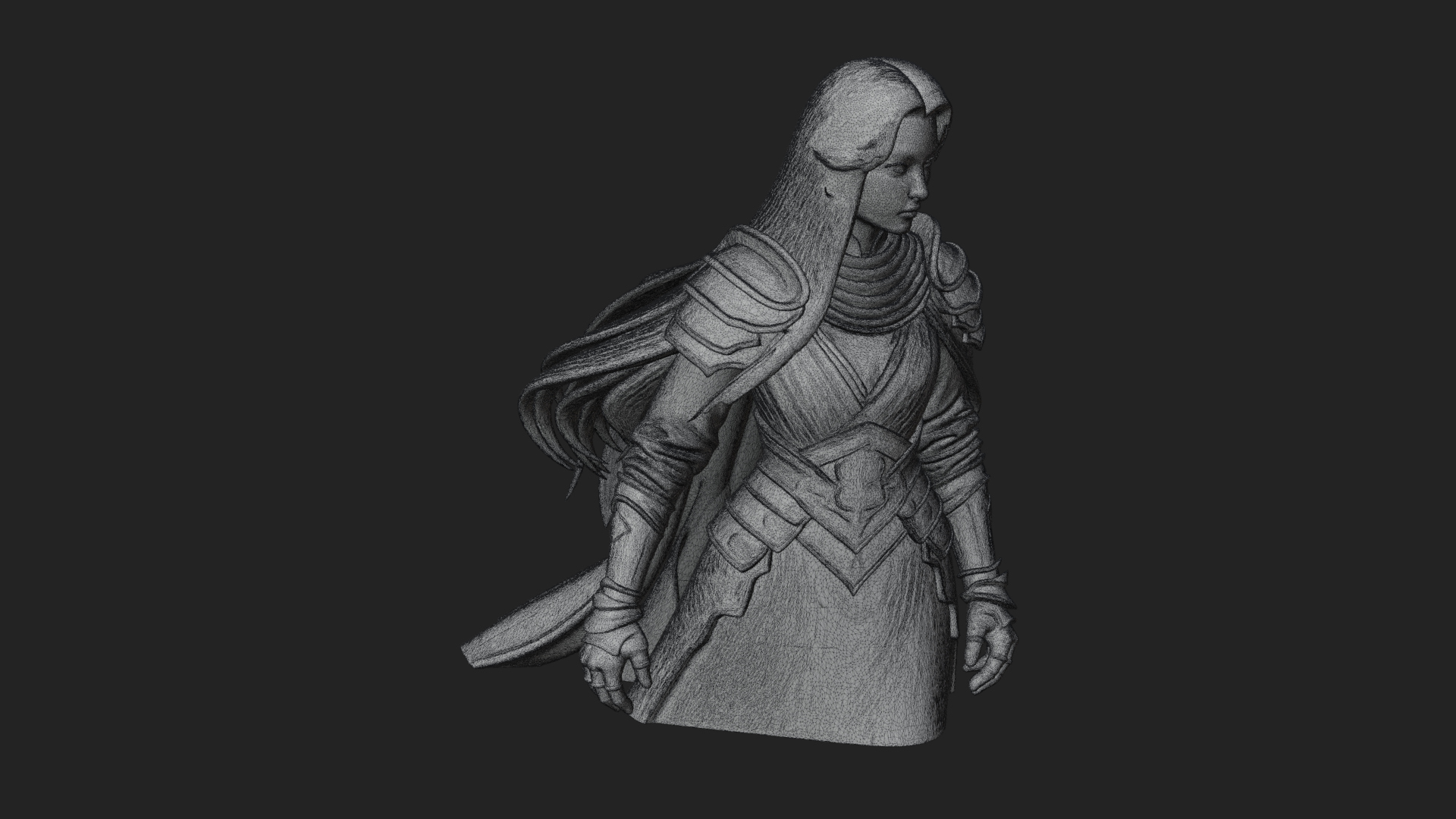 Blue Armor Lady Warrior Statue Design 2 3D Print Model 3D Model