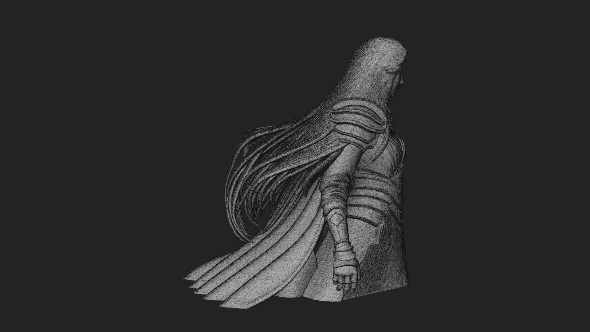 Blue Armor Lady Warrior Statue Design 2 3D Print Model 3D Model