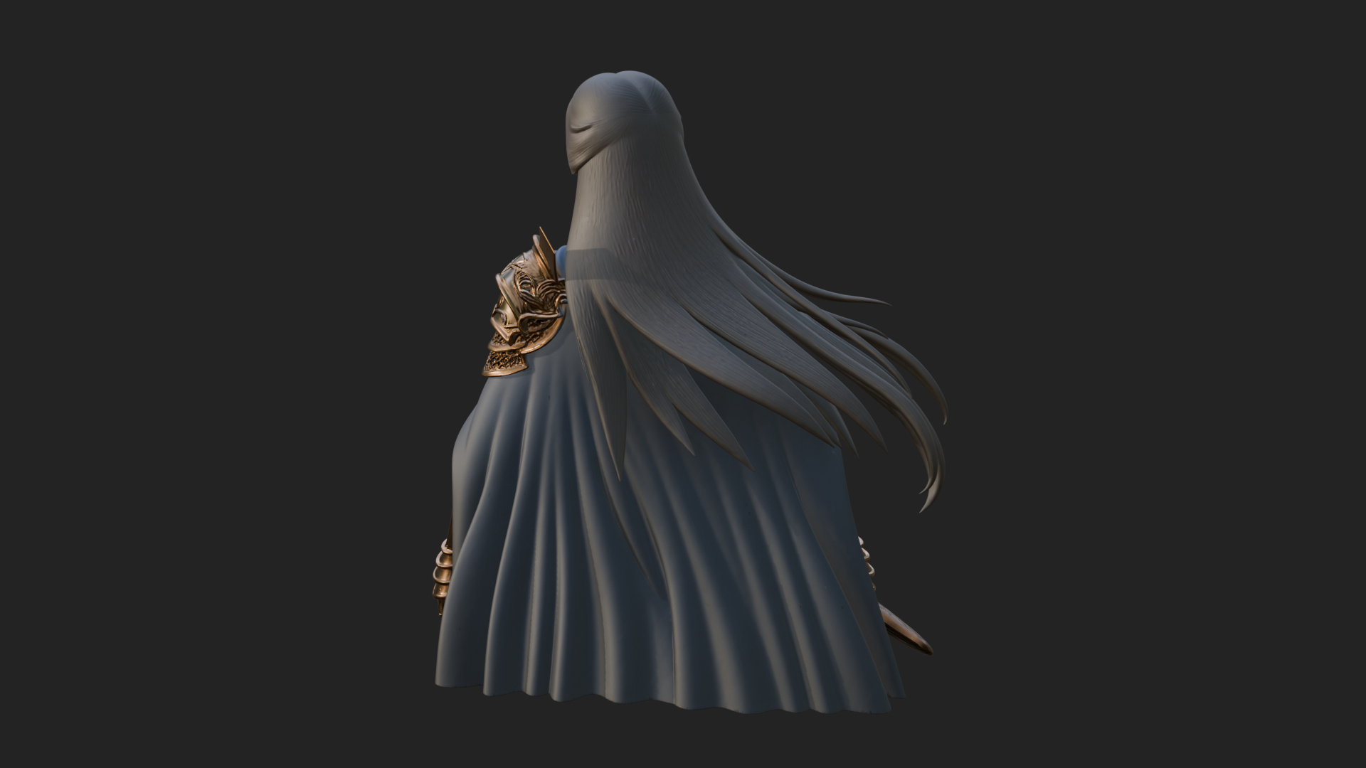 Blue Armor Lady Warrior Statue Design 3 3D Print Model 3D Model