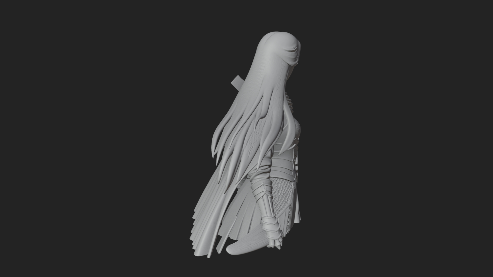 Blue Armor Lady Warrior Statue Design 3 3D Print Model 3D Model