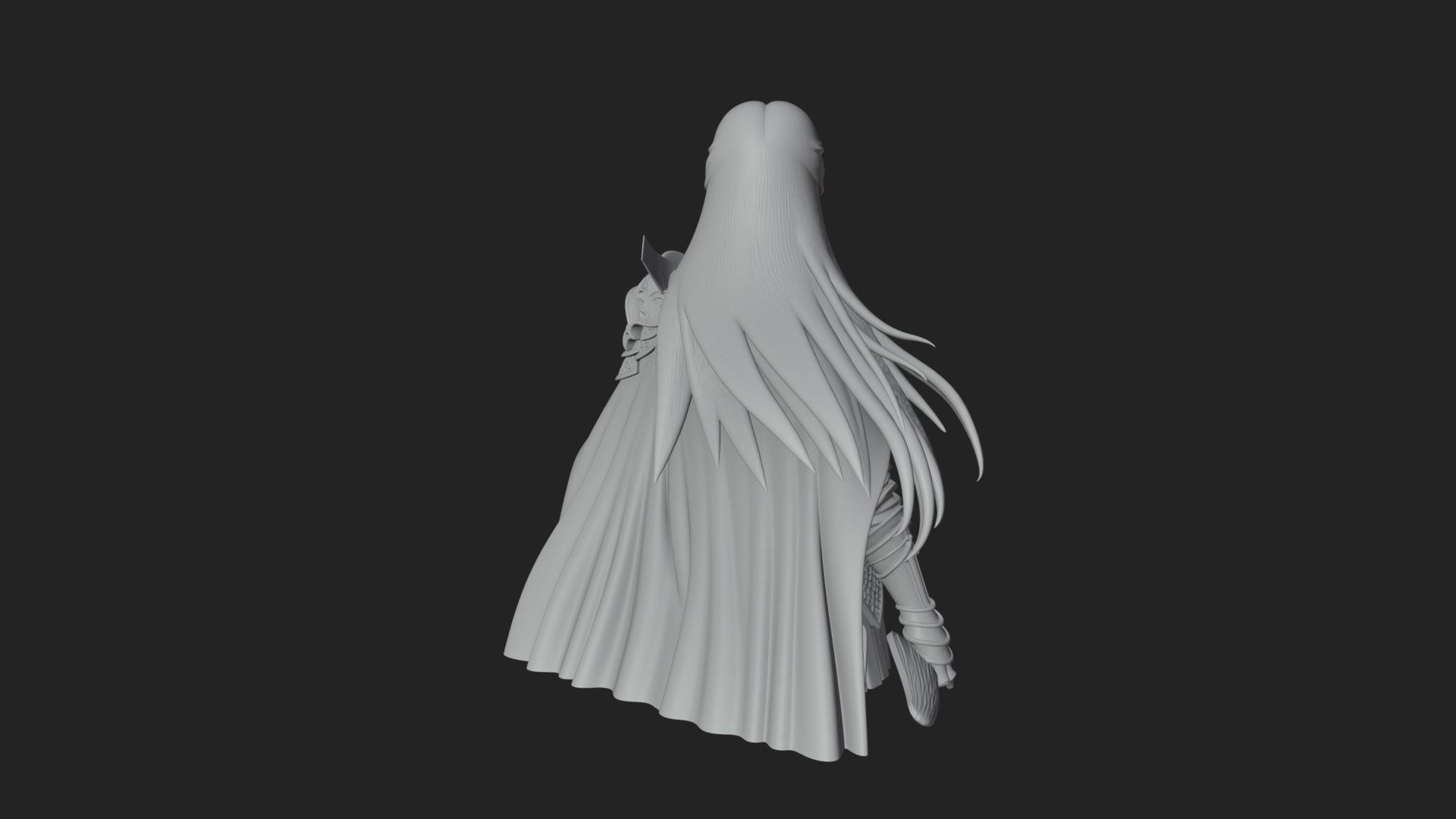 Blue Armor Lady Warrior Statue Design 3 3D Print Model 3D Model