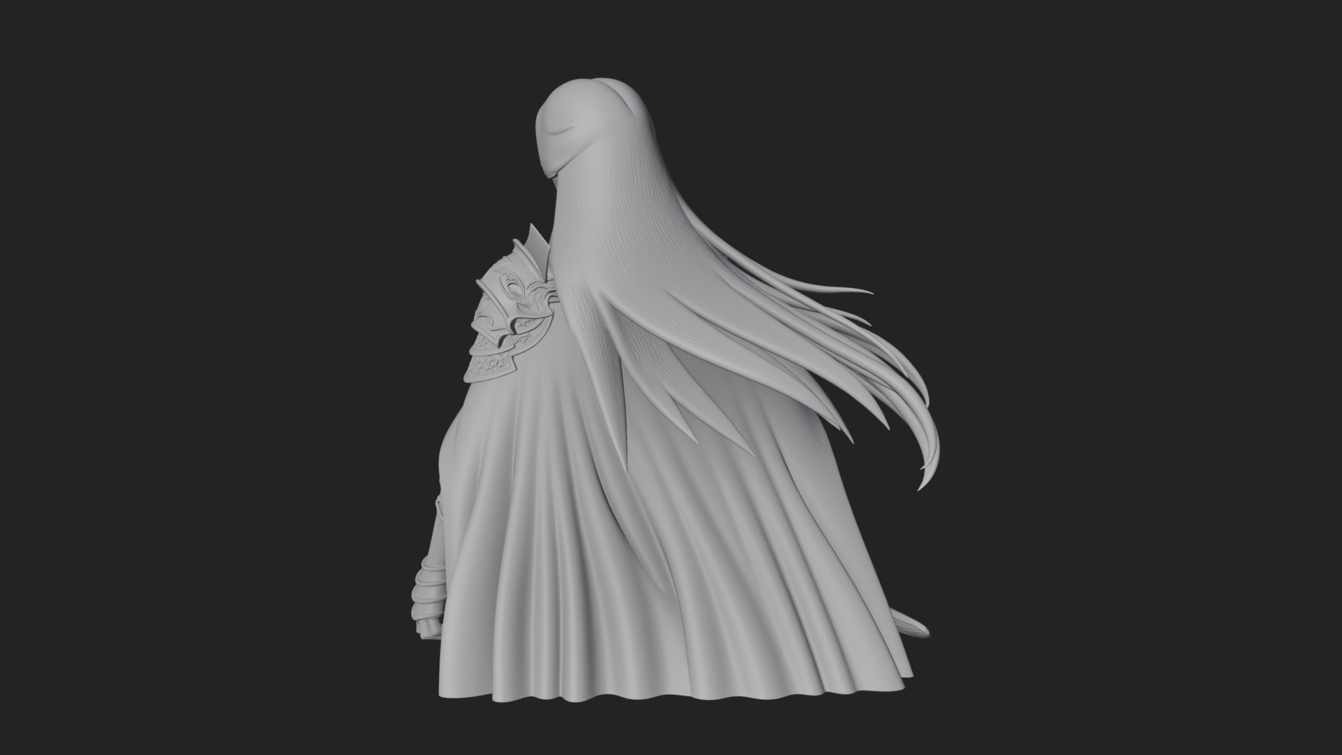 Blue Armor Lady Warrior Statue Design 3 3D Print Model 3D Model
