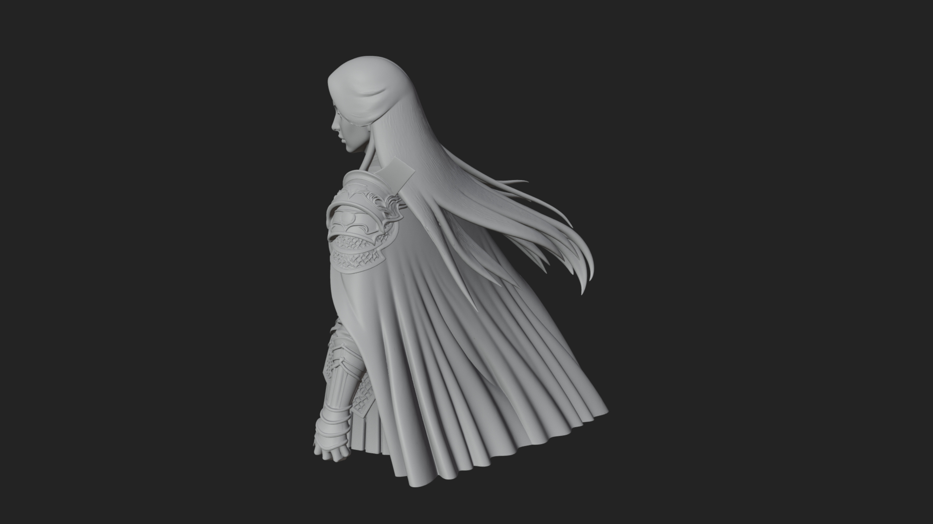 Blue Armor Lady Warrior Statue Design 3 3D Print Model 3D Model