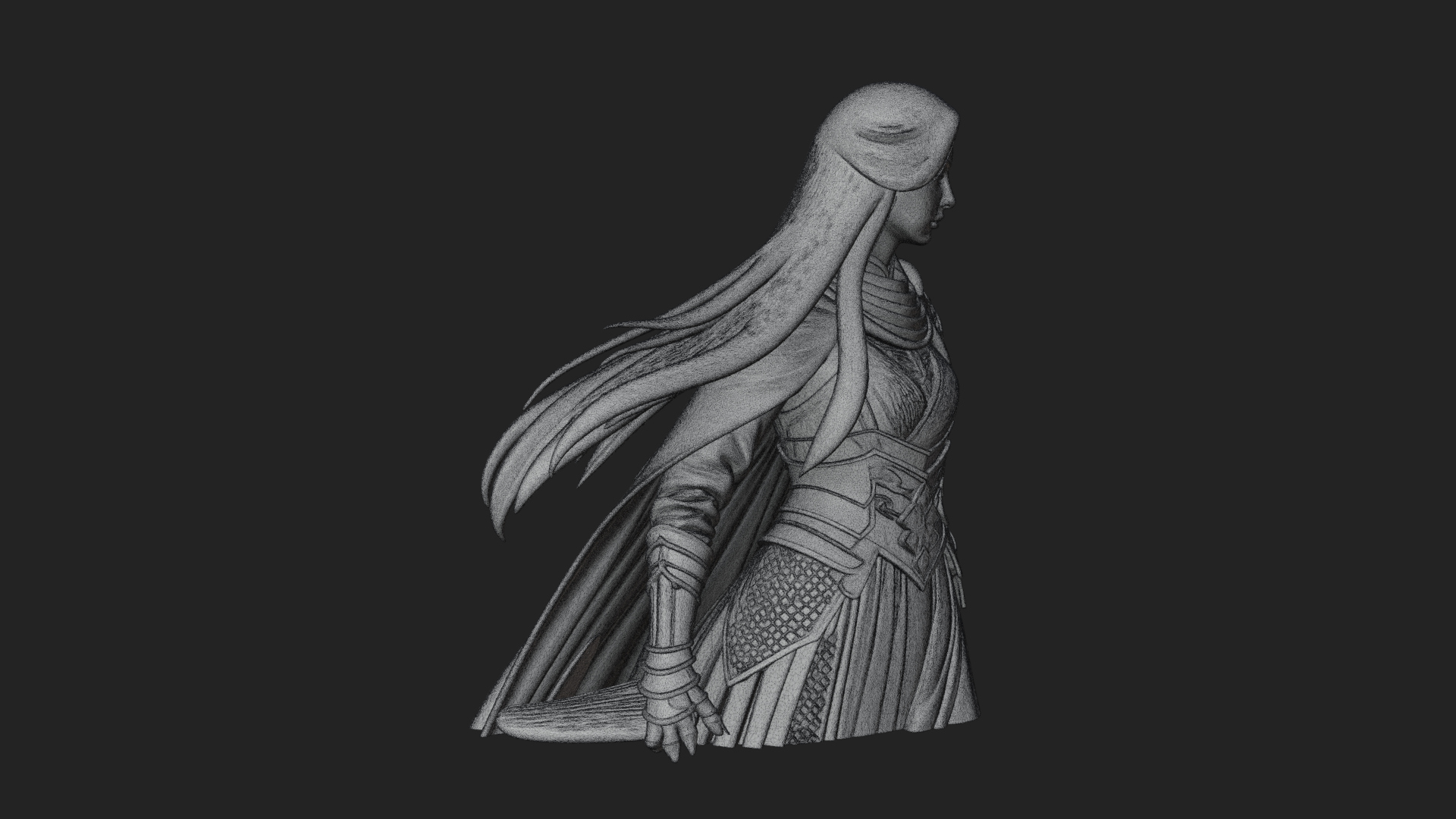 Blue Armor Lady Warrior Statue Design 3 3D Print Model 3D Model