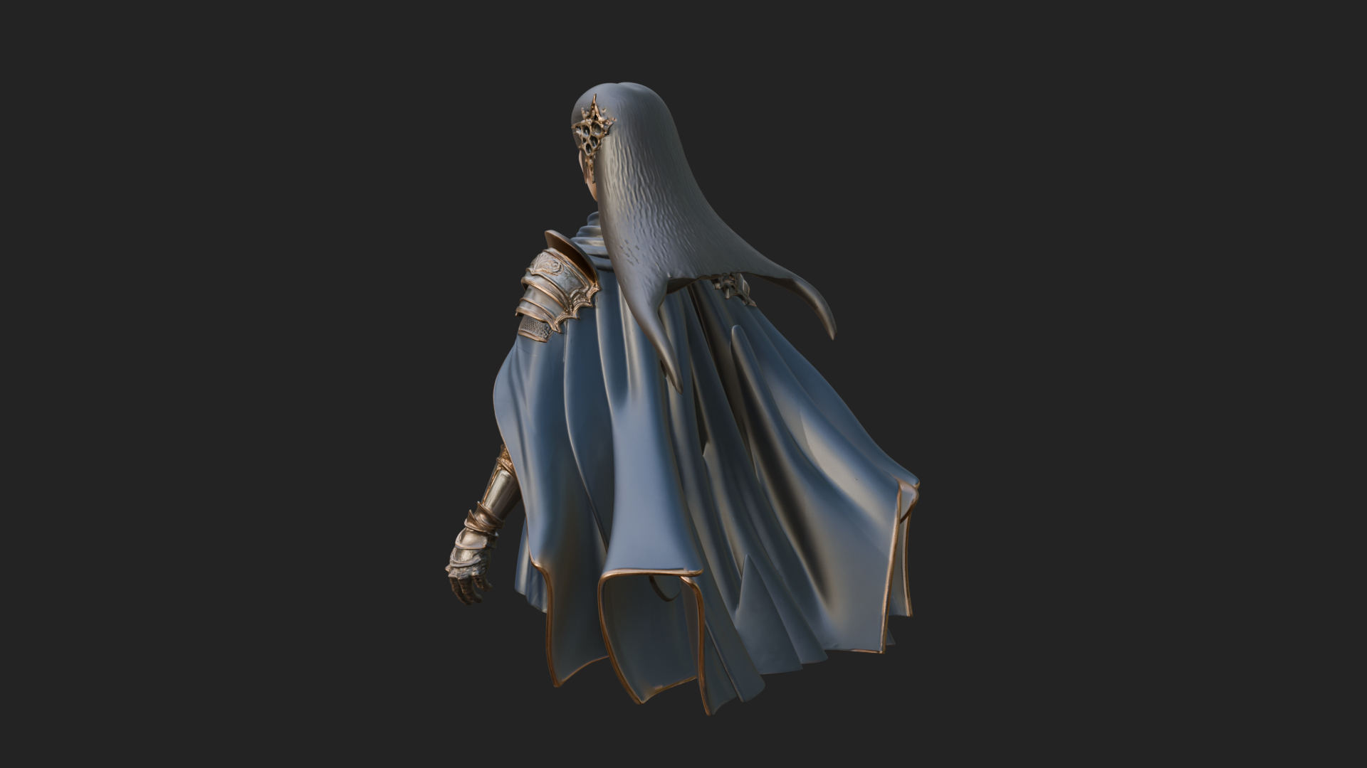 Blue Armor Lady Warrior Statue Design 4 3D Print Model 3D Model
