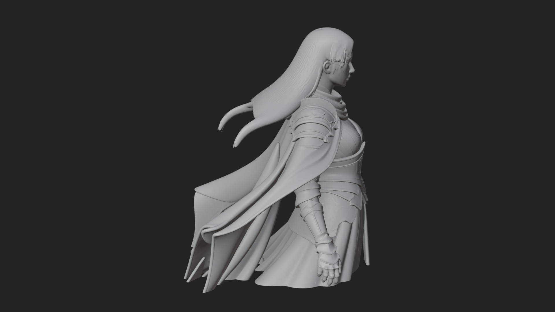 Blue Armor Lady Warrior Statue Design 4 3D Print Model 3D Model