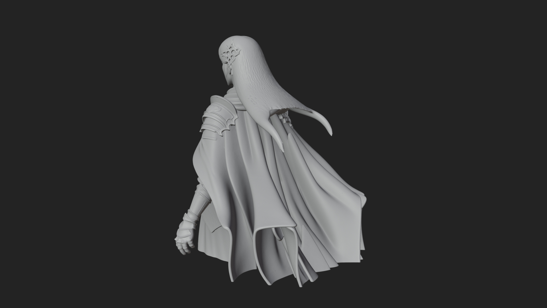 Blue Armor Lady Warrior Statue Design 4 3D Print Model 3D Model