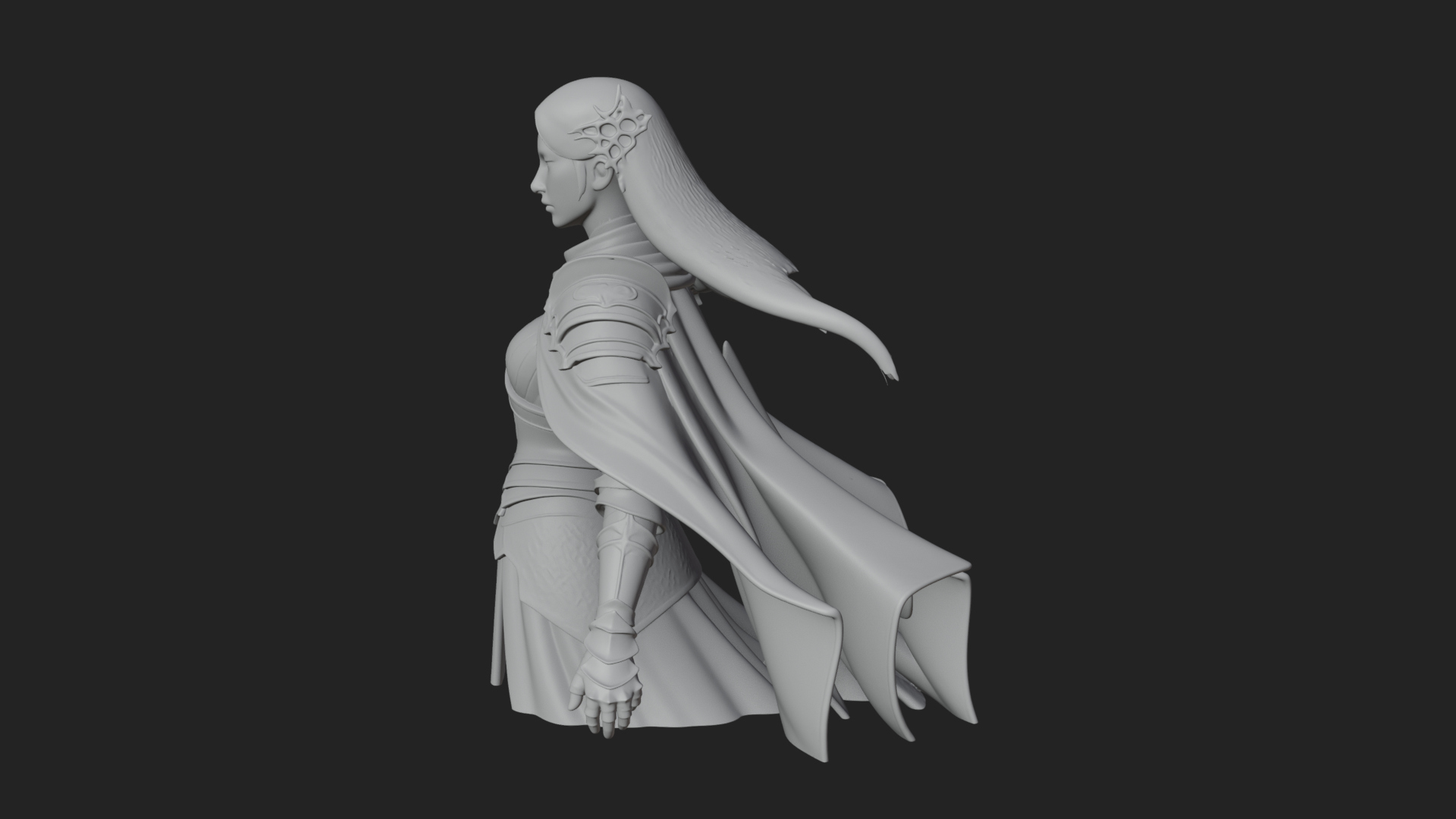 Blue Armor Lady Warrior Statue Design 4 3D Print Model 3D Model