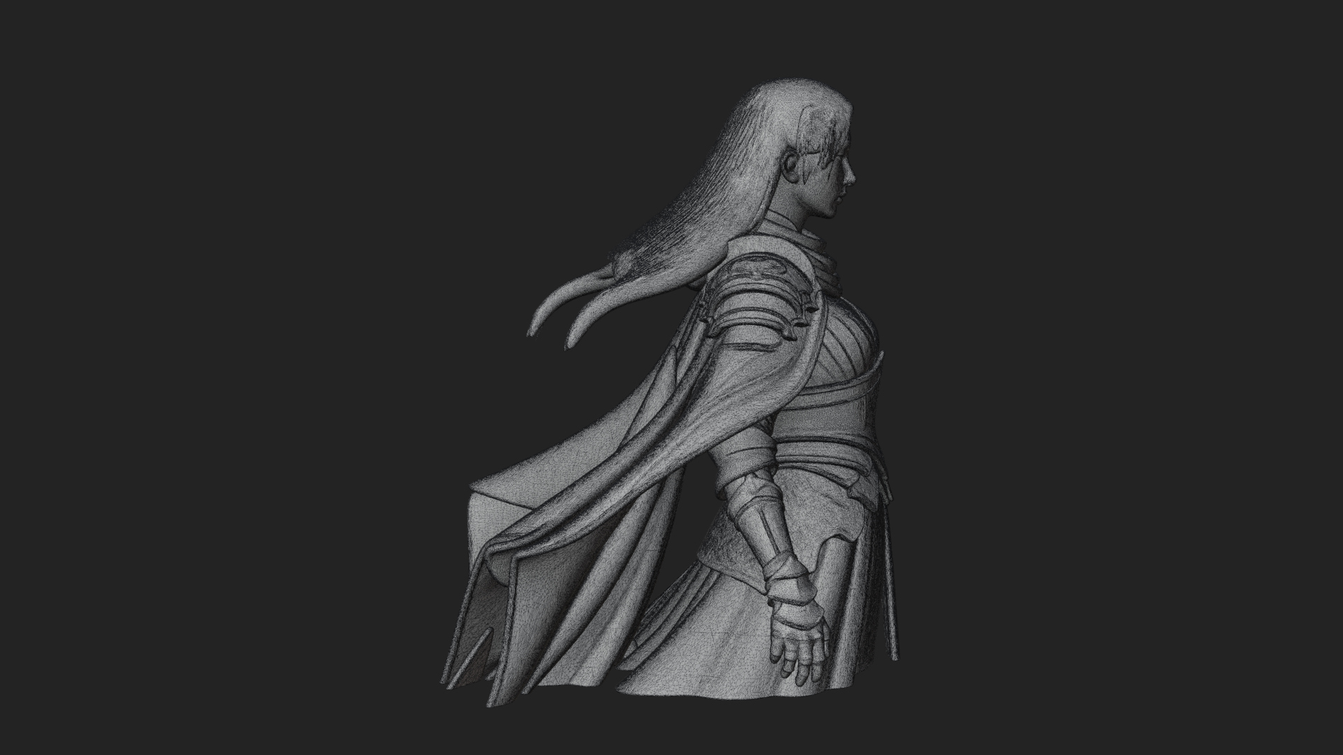 Blue Armor Lady Warrior Statue Design 4 3D Print Model 3D Model