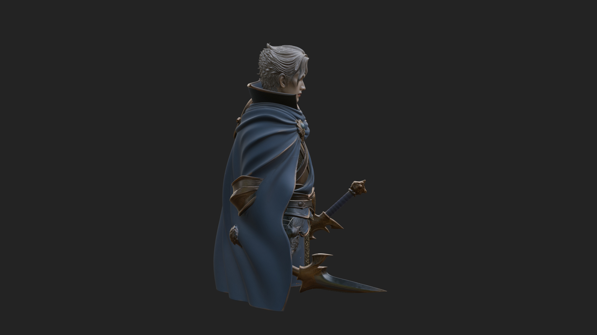 Blue Cape Knight Bust Design 1 3D Print Model 3D Model