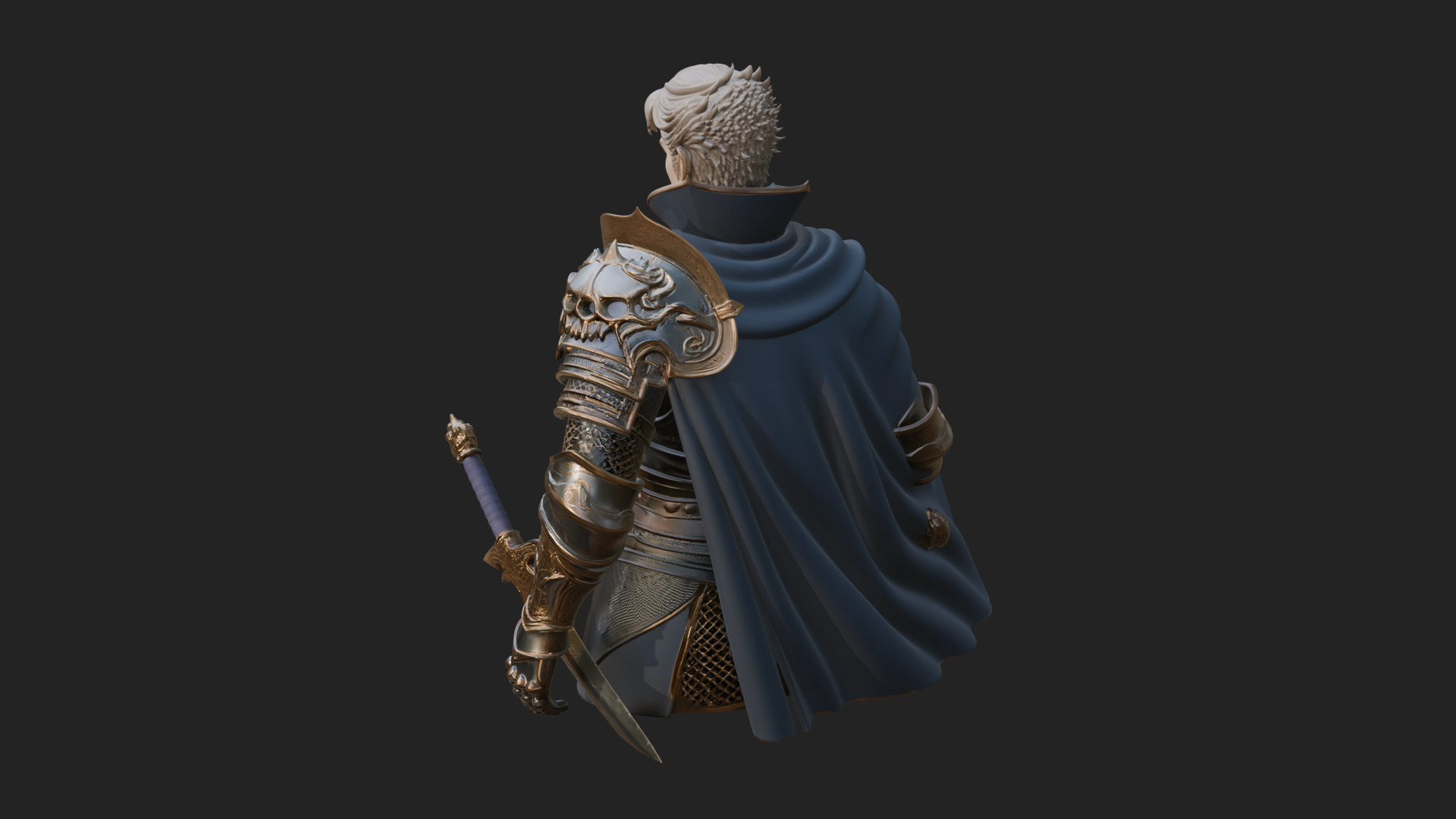 Blue Cape Knight Bust Design 1 3D Print Model 3D Model