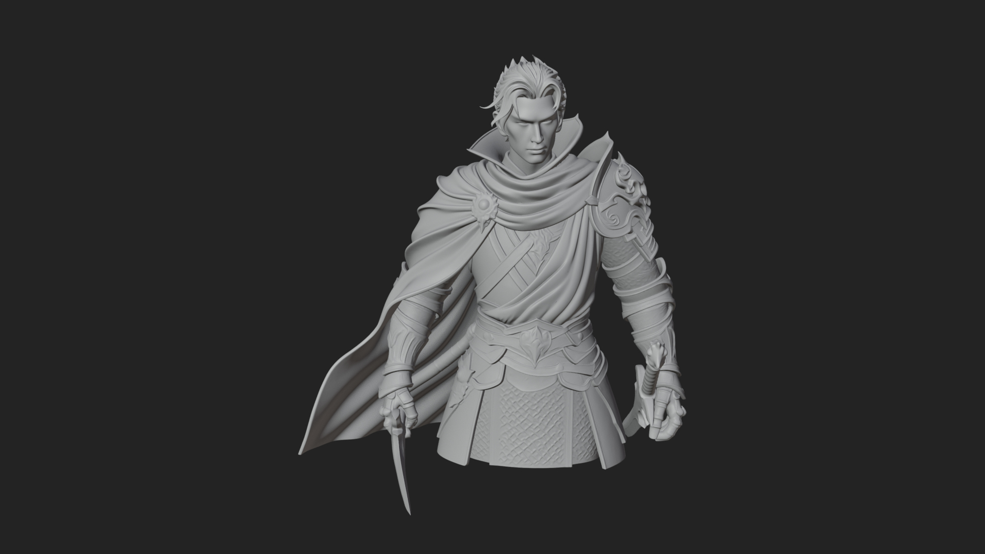 Blue Cape Knight Bust Design 1 3D Print Model 3D Model