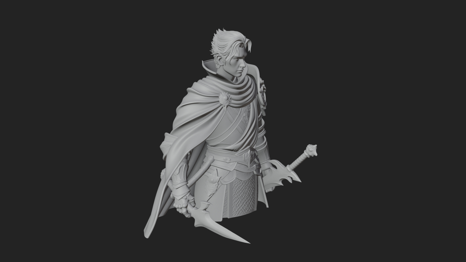 Blue Cape Knight Bust Design 1 3D Print Model 3D Model