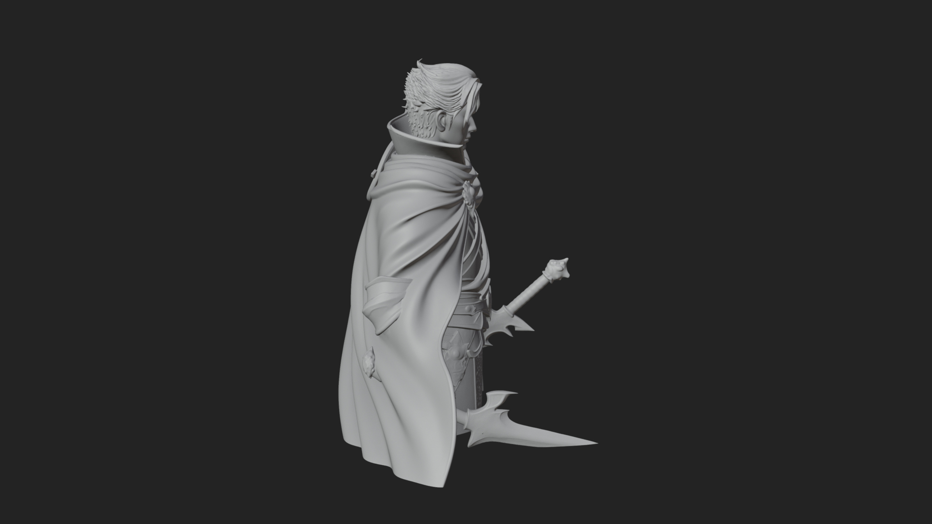 Blue Cape Knight Bust Design 1 3D Print Model 3D Model