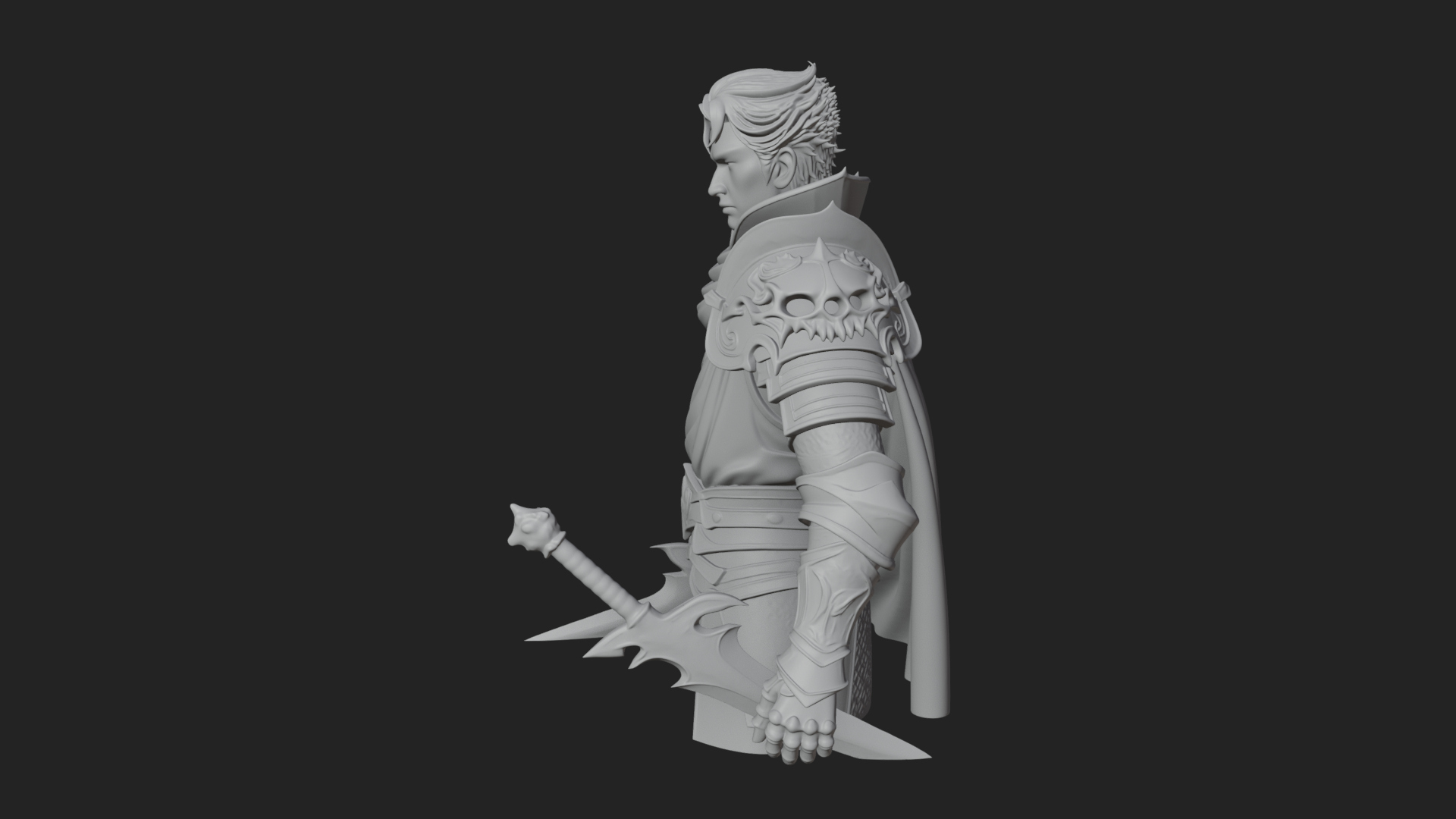 Blue Cape Knight Bust Design 1 3D Print Model 3D Model