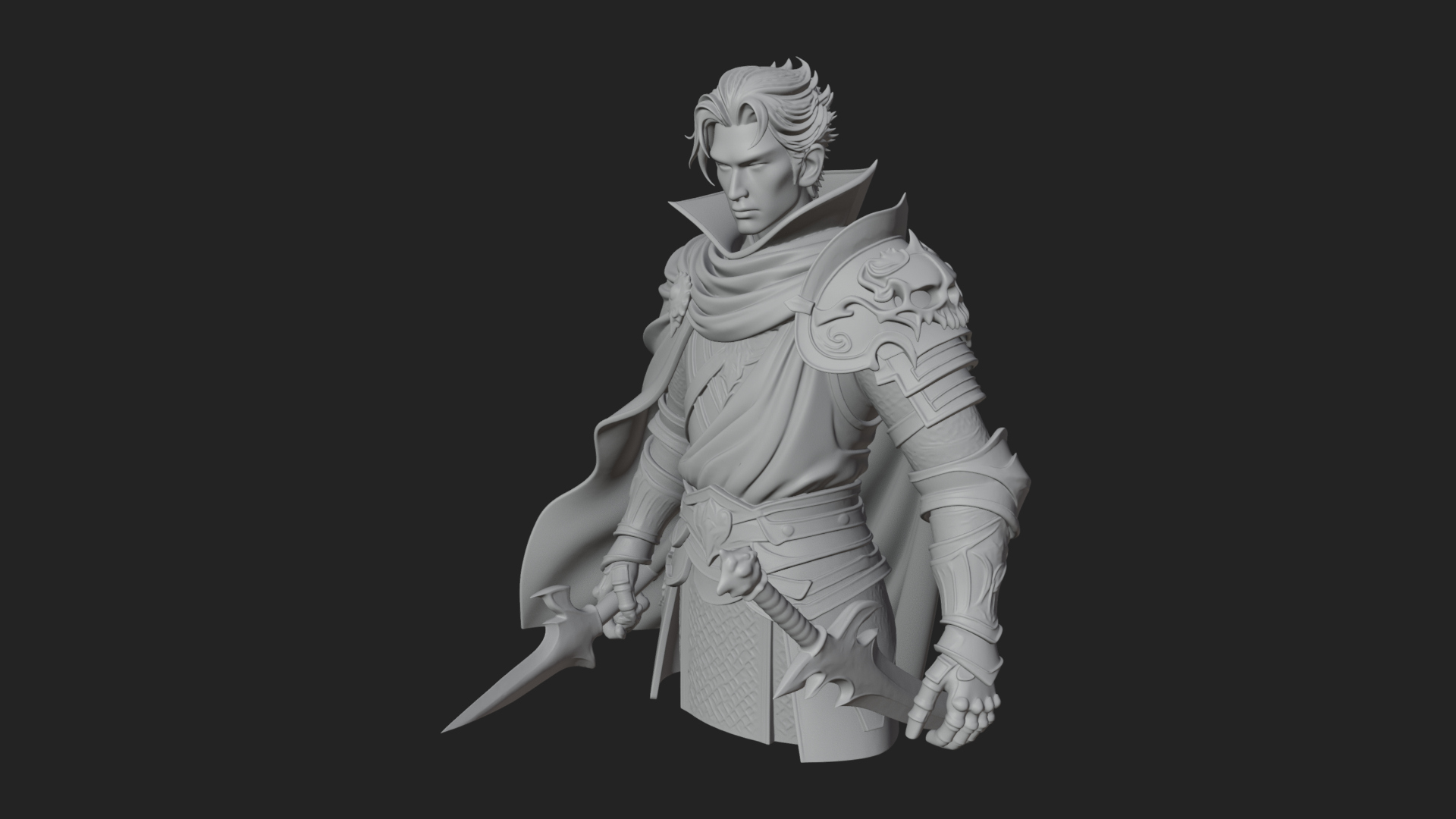 Blue Cape Knight Bust Design 1 3D Print Model 3D Model