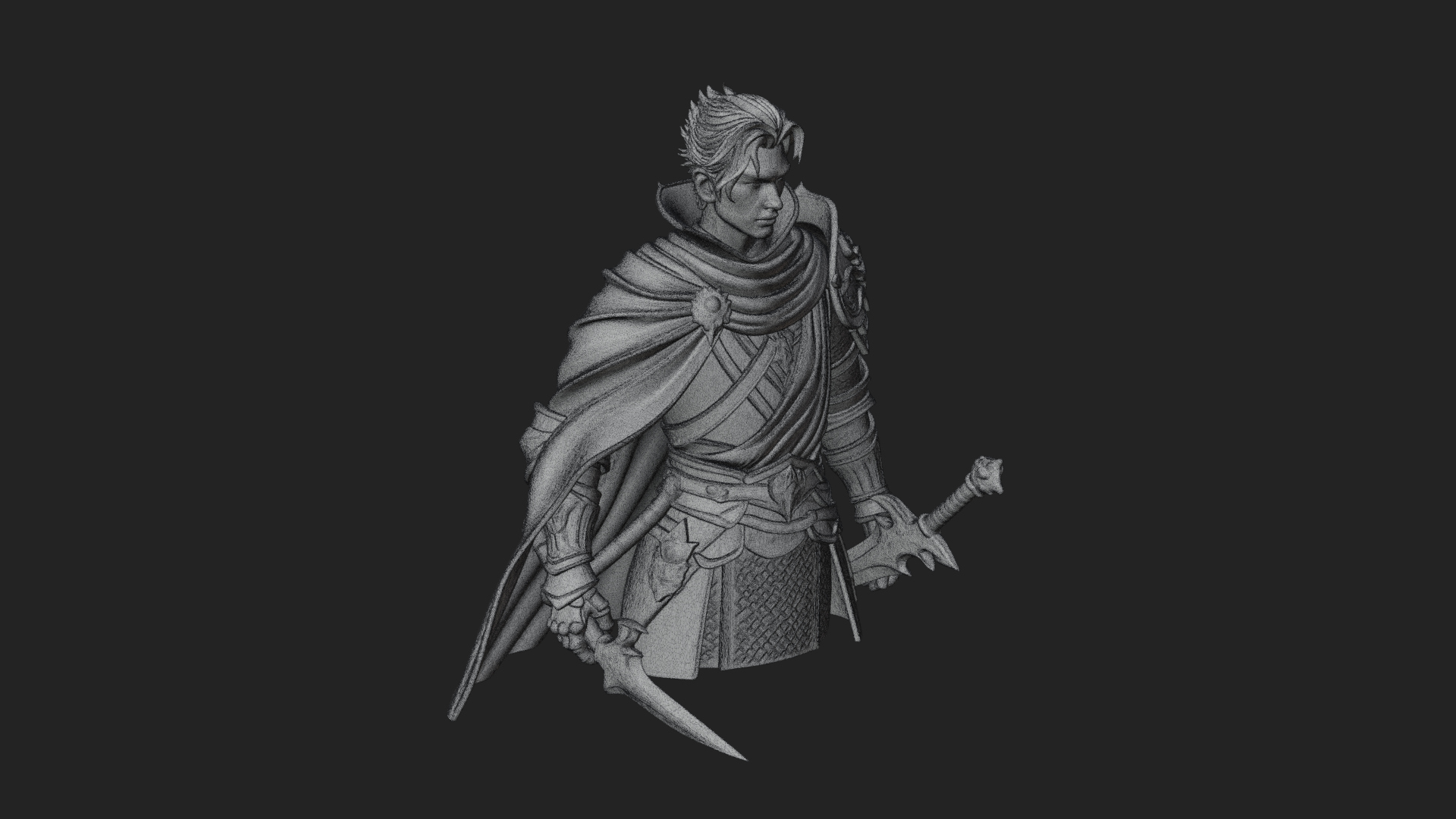 Blue Cape Knight Bust Design 1 3D Print Model 3D Model