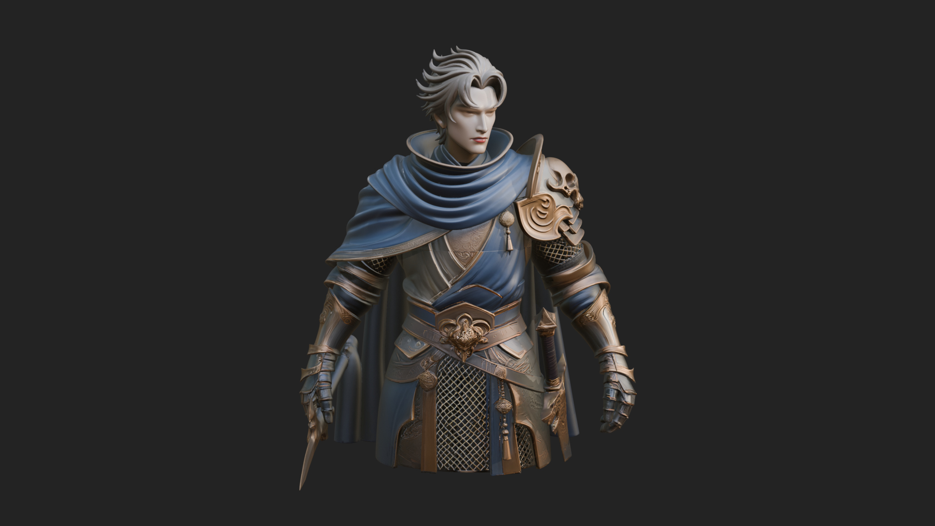 Blue Cape Knight Bust Design 2 3D Print Model 3D Model