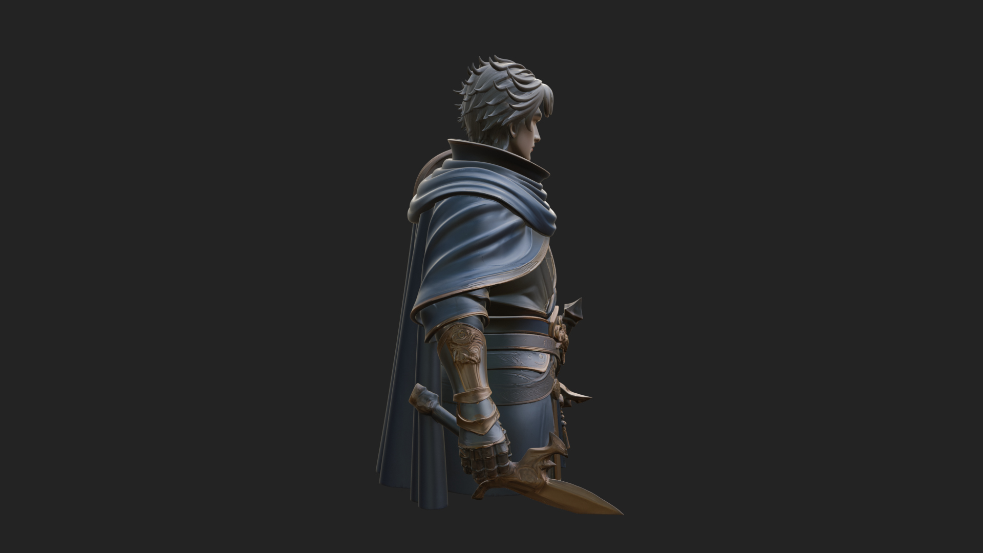 Blue Cape Knight Bust Design 2 3D Print Model 3D Model