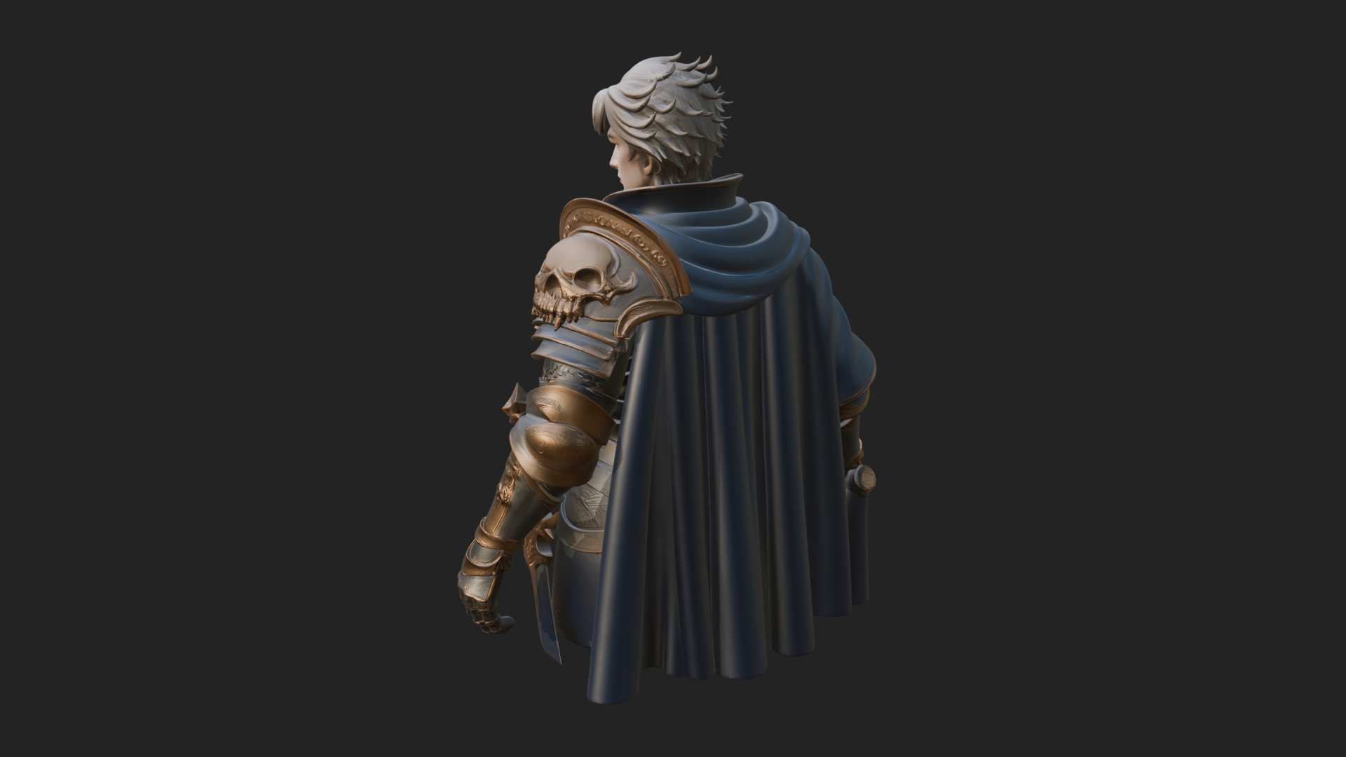 Blue Cape Knight Bust Design 2 3D Print Model 3D Model