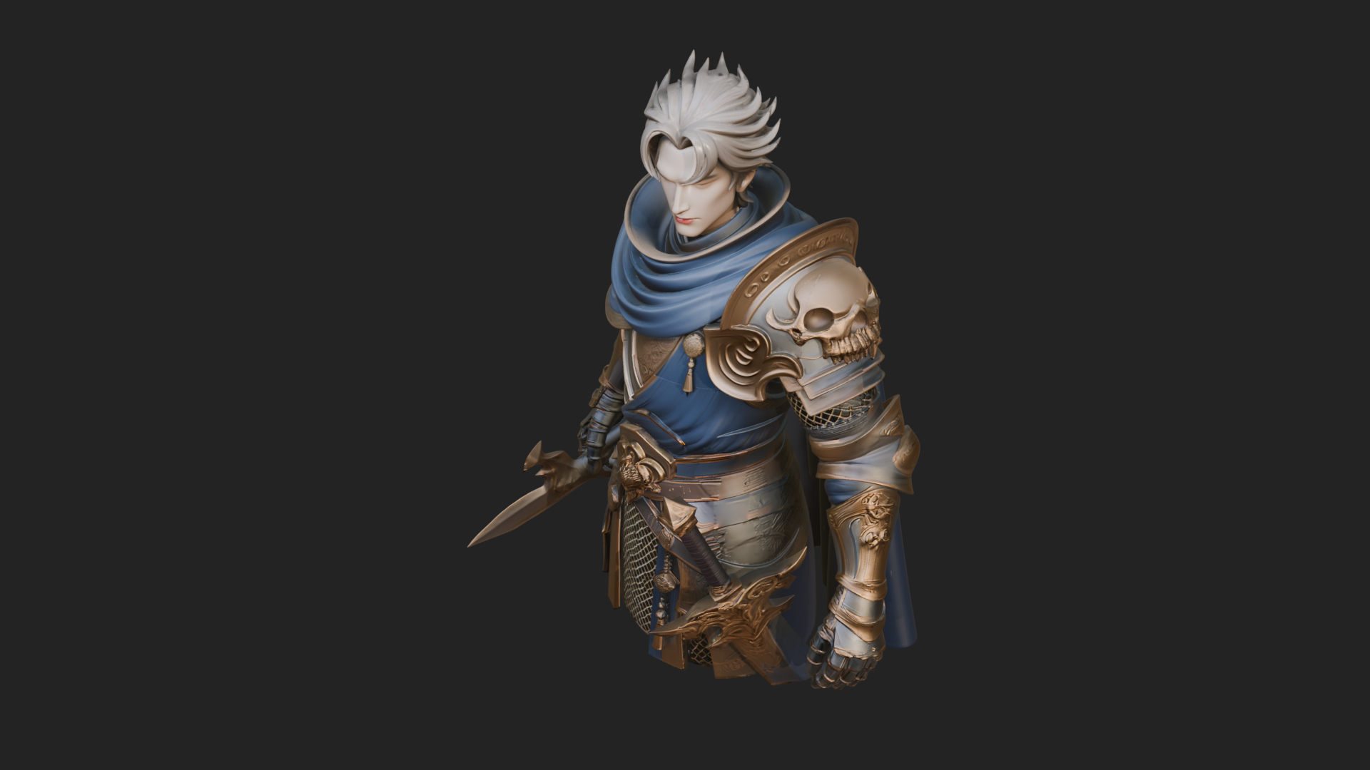 Blue Cape Knight Bust Design 2 3D Print Model 3D Model