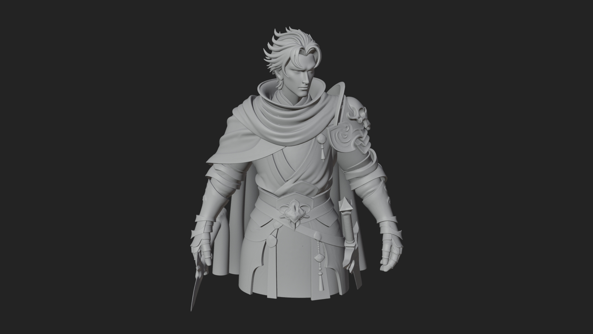 Blue Cape Knight Bust Design 2 3D Print Model 3D Model